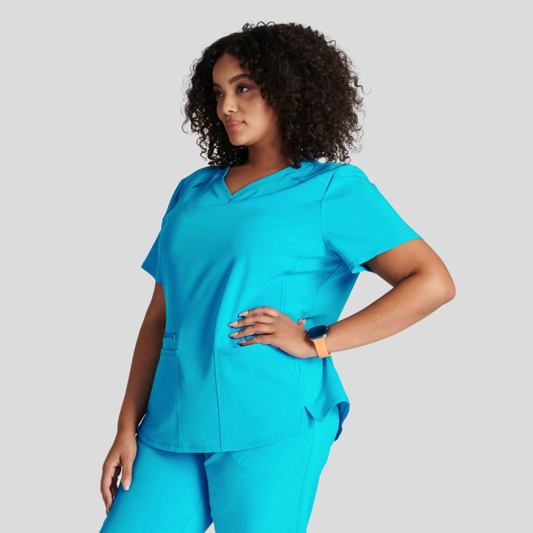 V-Neck Top With Badge Loop | Teal