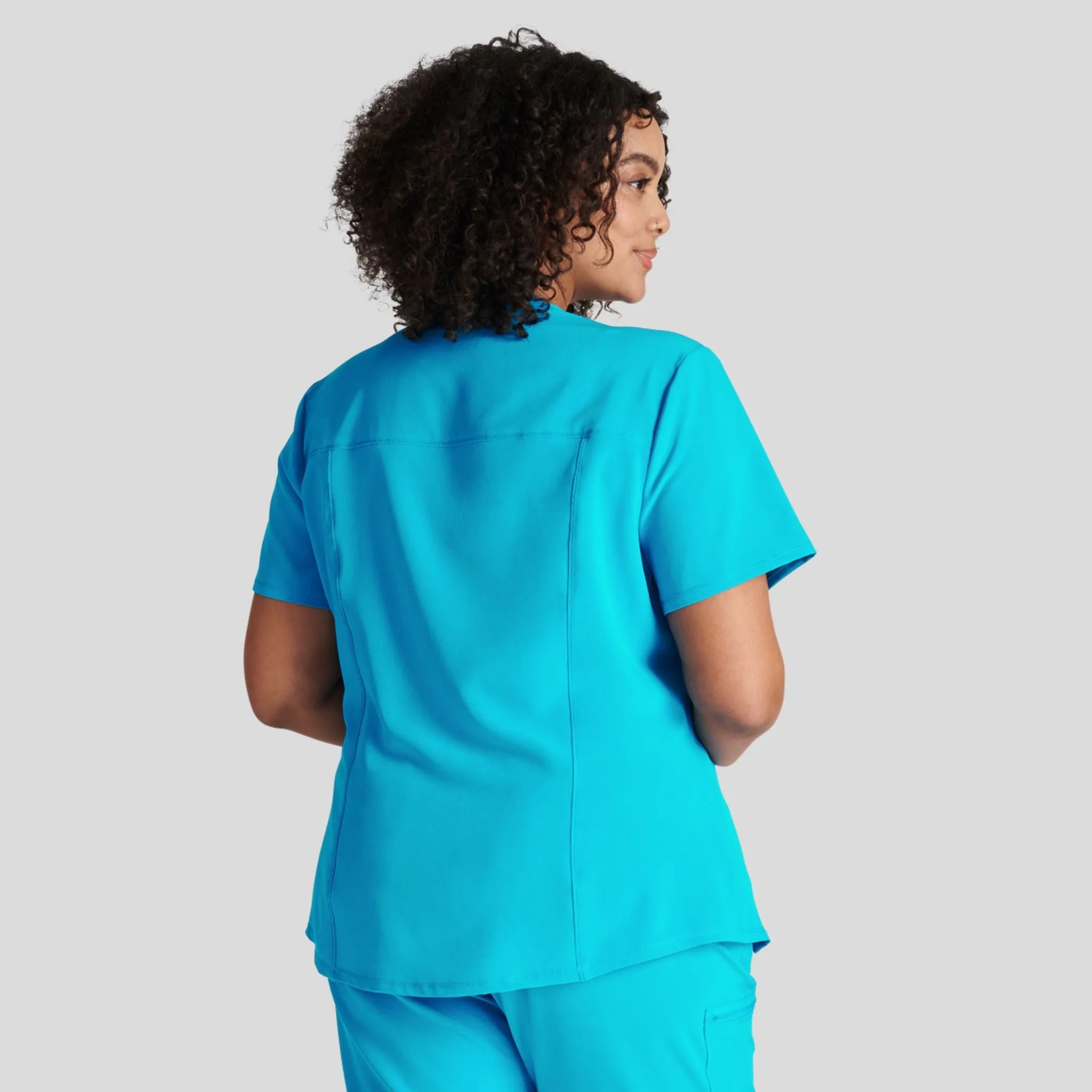 V-Neck Top With Badge Loop | Teal