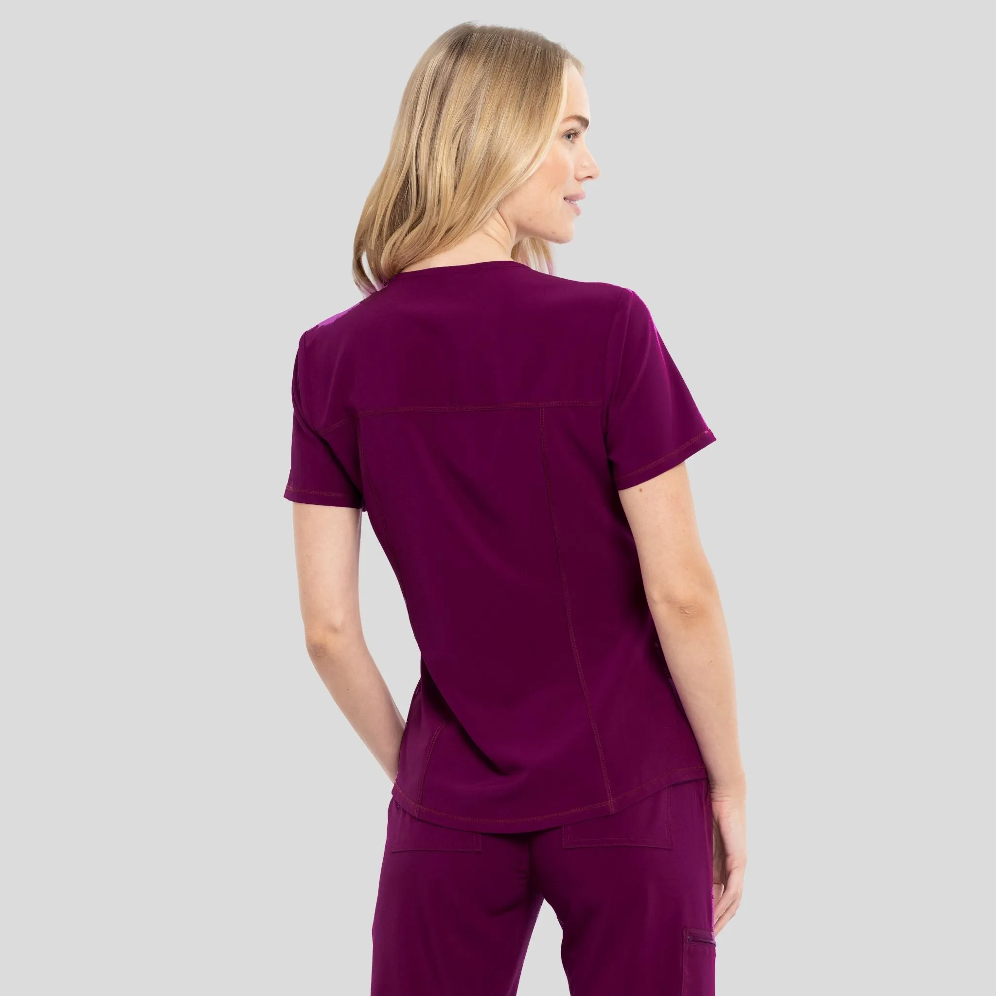 V-Neck Top With Badge Loop | Wine