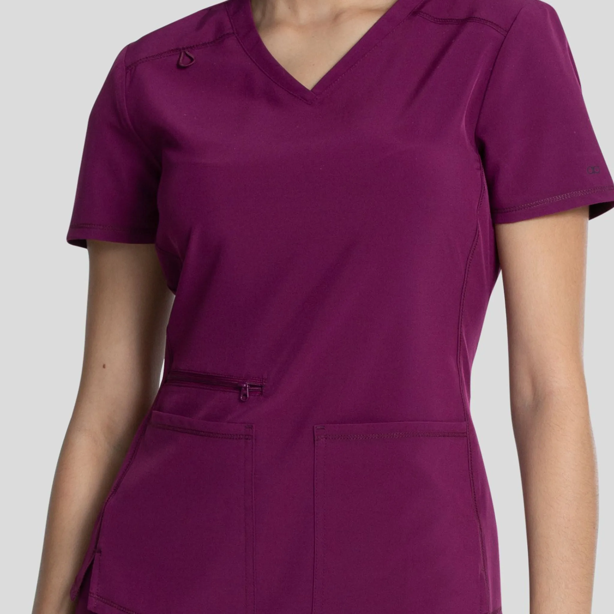 V-Neck Top With Badge Loop | Wine