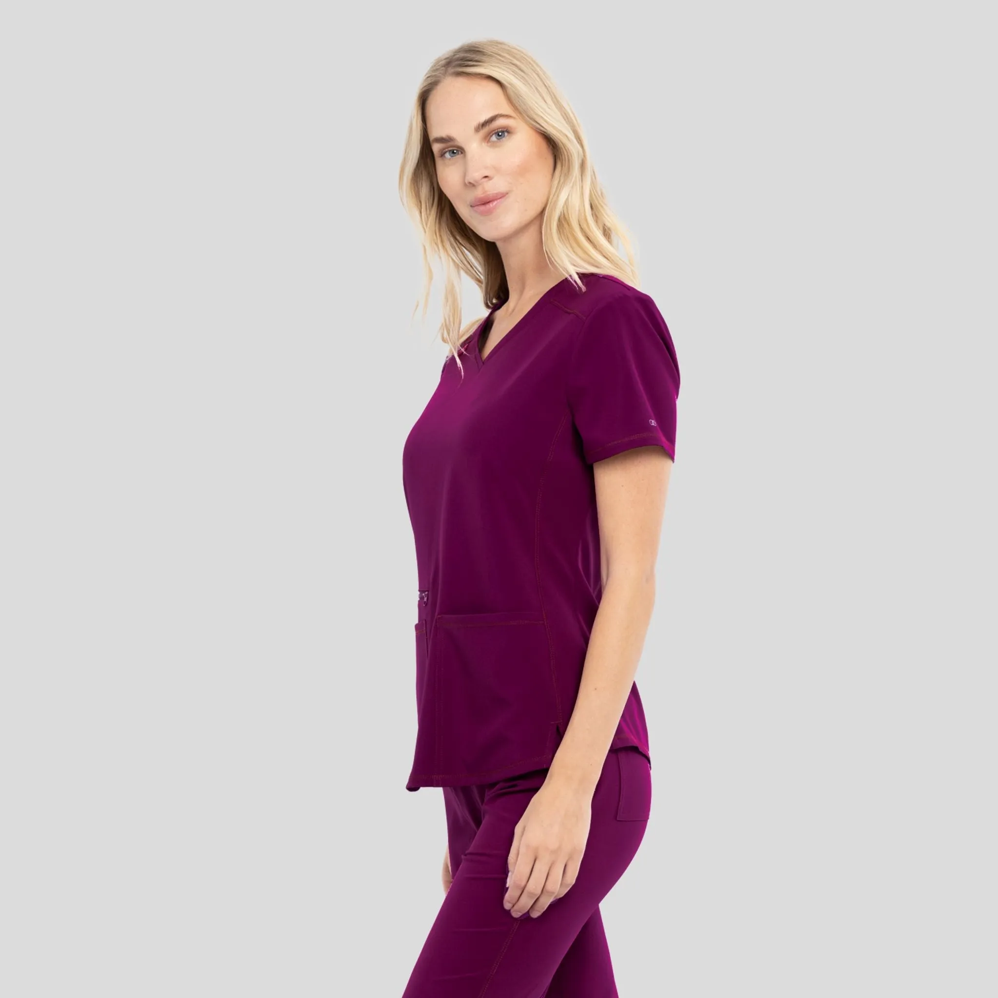 V-Neck Top With Badge Loop | Wine