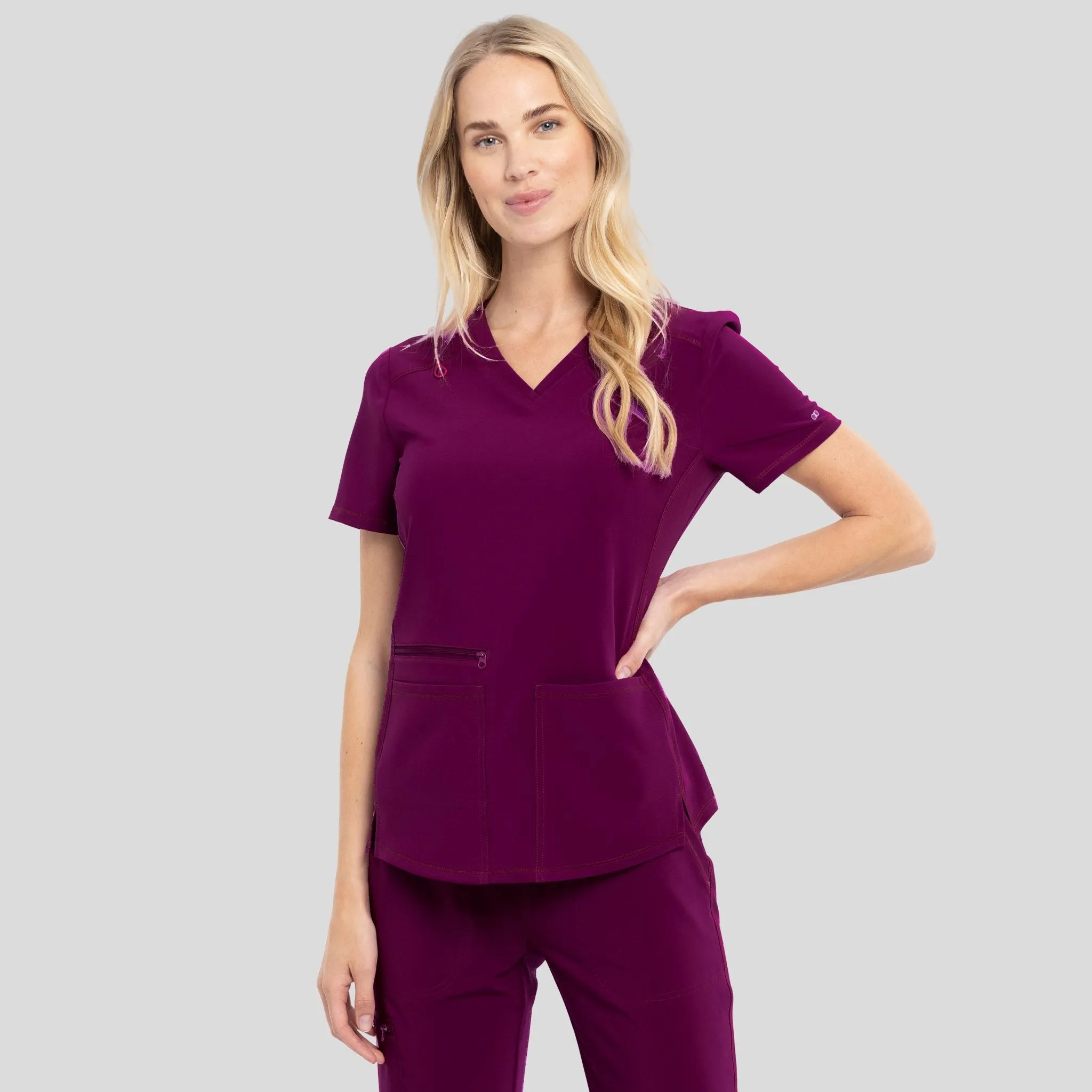 V-Neck Top With Badge Loop | Wine