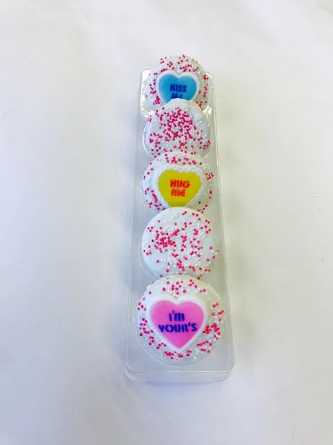 Valentine's Conversation Heart Topper Chocolate Covered Oreos