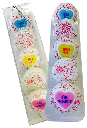 Valentine's Conversation Heart Topper Chocolate Covered Oreos