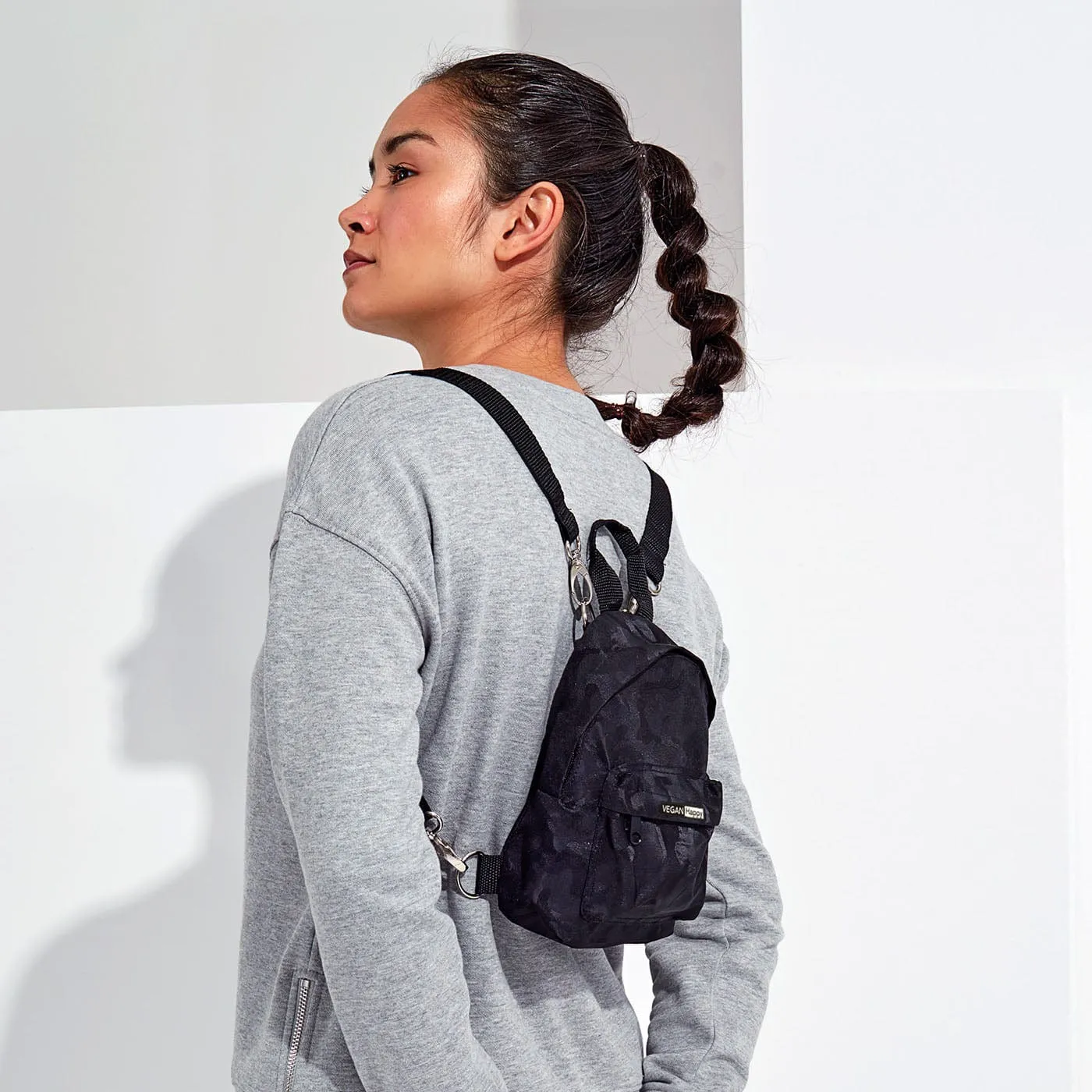 Vegan Camo Mini BackPack | Black