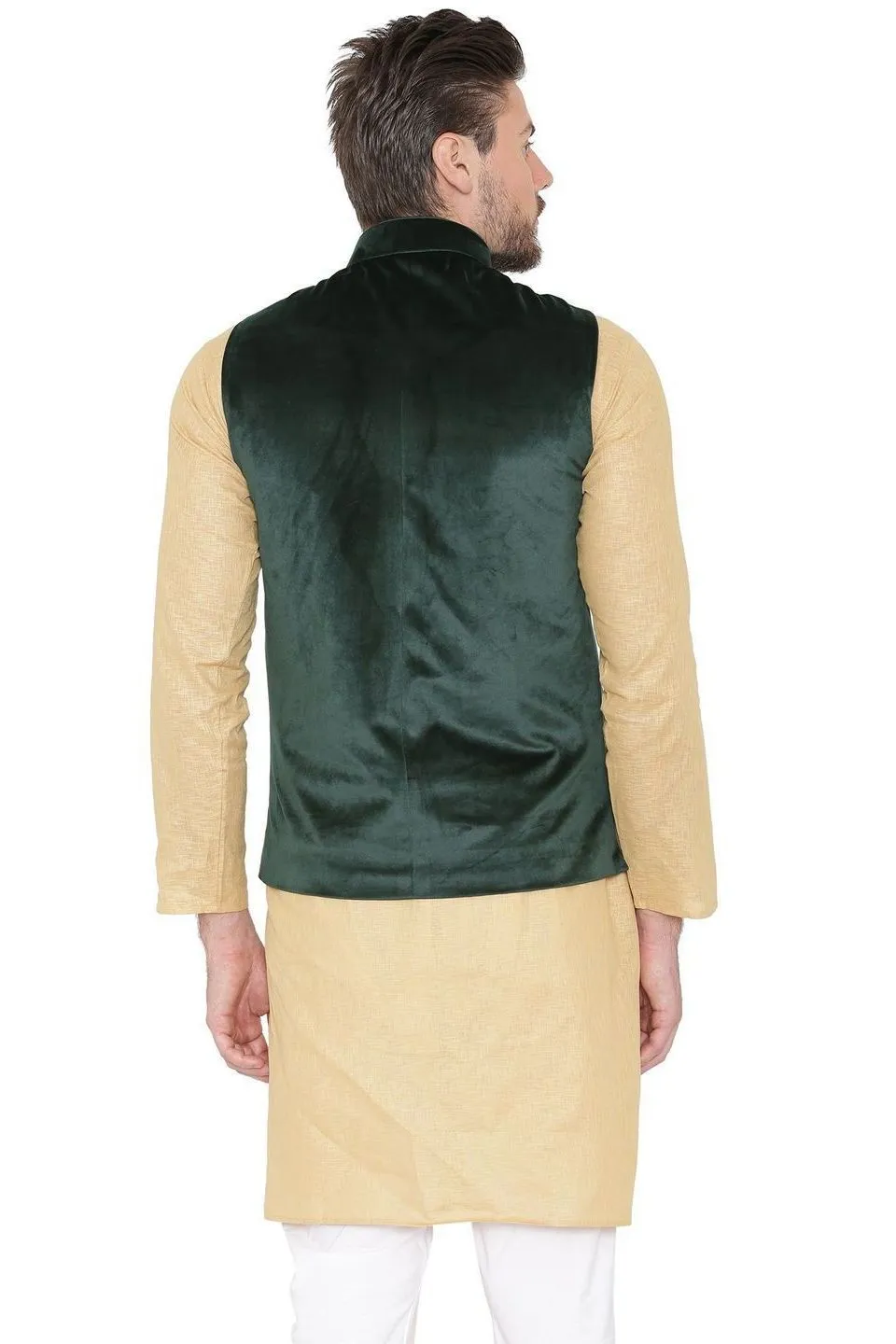 Velvet Dust Free Green Modi Nehru Jacket