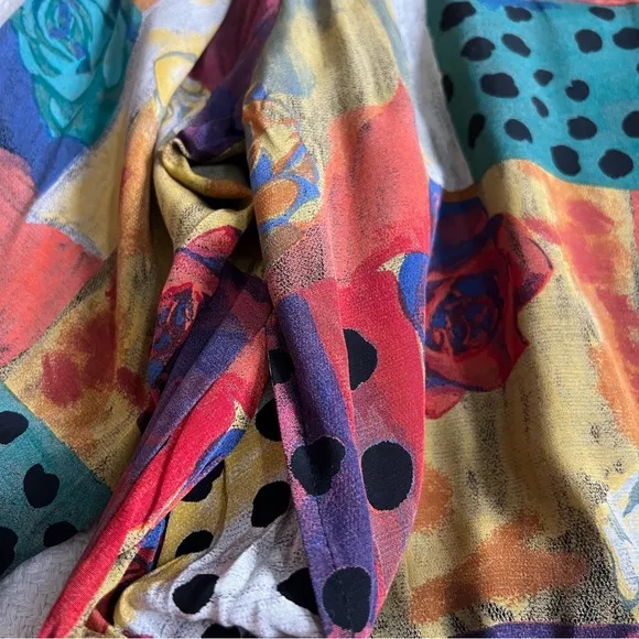 Vintage 80s Abstract Rose Print Oversized Bomber Jacket