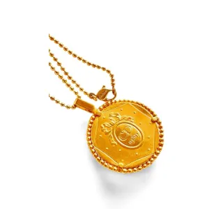 Vintage Christian Dior ball chain necklace with round shape logo embossed coin pendant top. Fab dior vintage jewelry gift. 060305ac1