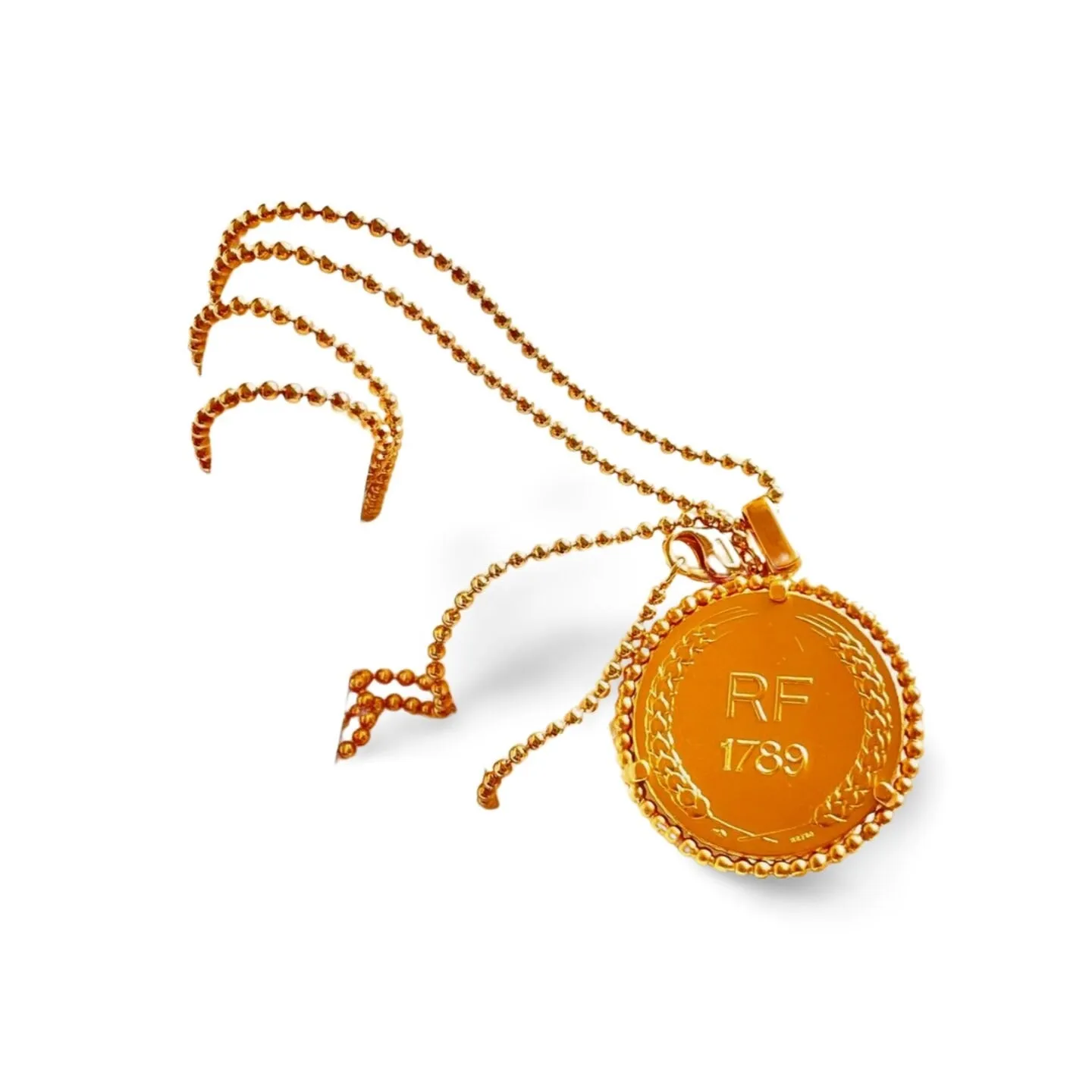 Vintage Christian Dior ball chain necklace with round shape logo embossed coin pendant top. Fab dior vintage jewelry gift. 060305ac1