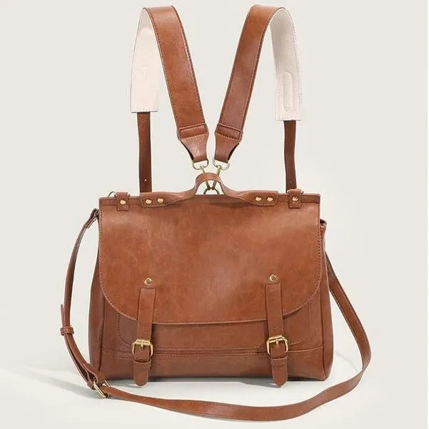 Vintage England Style Vegan Leather Backpack