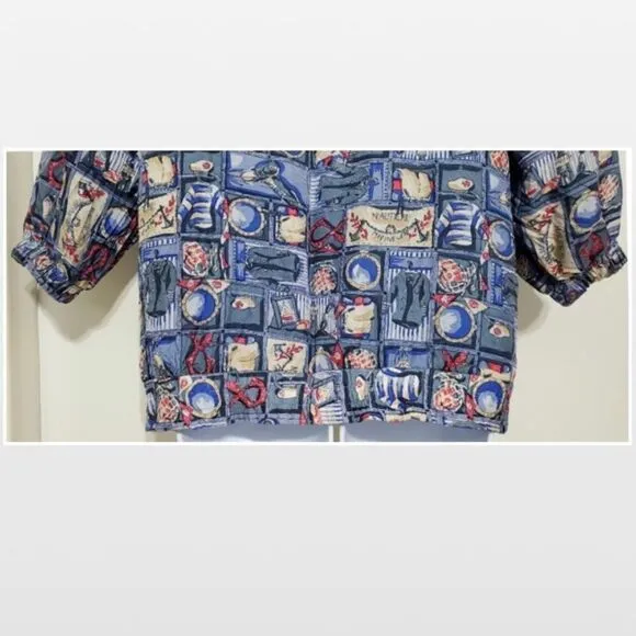 Vintage Blue Silk Bomber Jacket XL