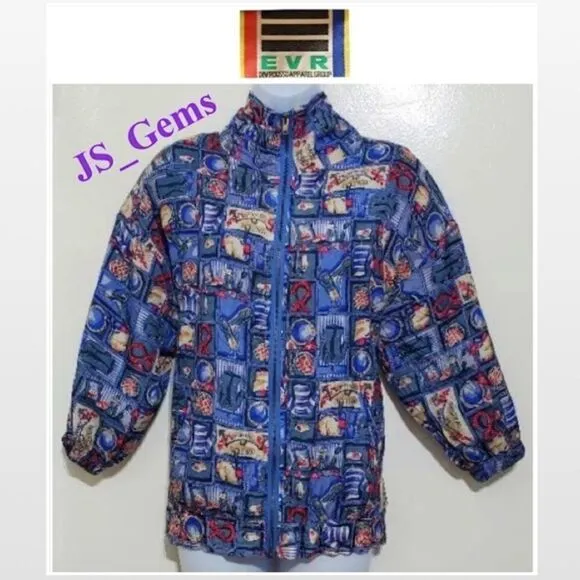 Vintage Blue Silk Bomber Jacket XL