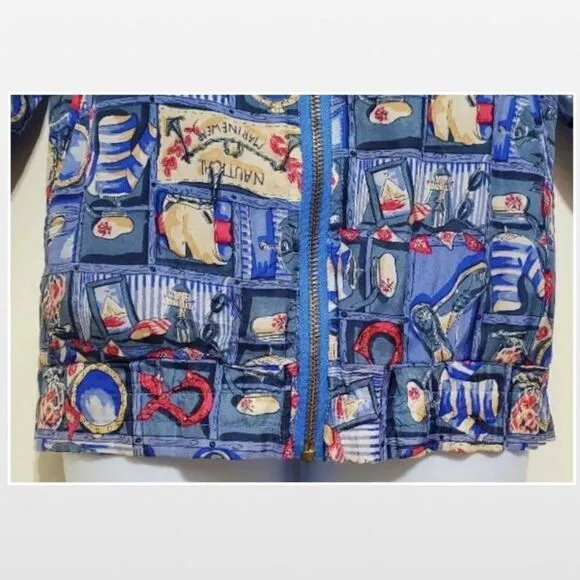 Vintage Blue Silk Bomber Jacket XL