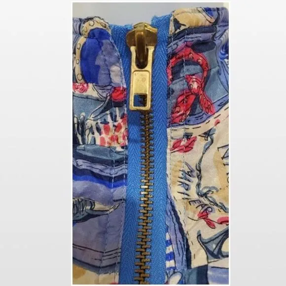 Vintage Blue Silk Bomber Jacket XL