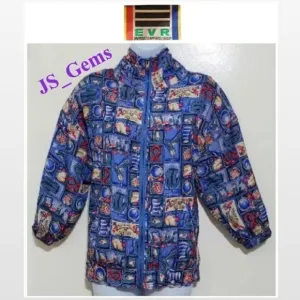 Vintage Blue Silk Bomber Jacket XL