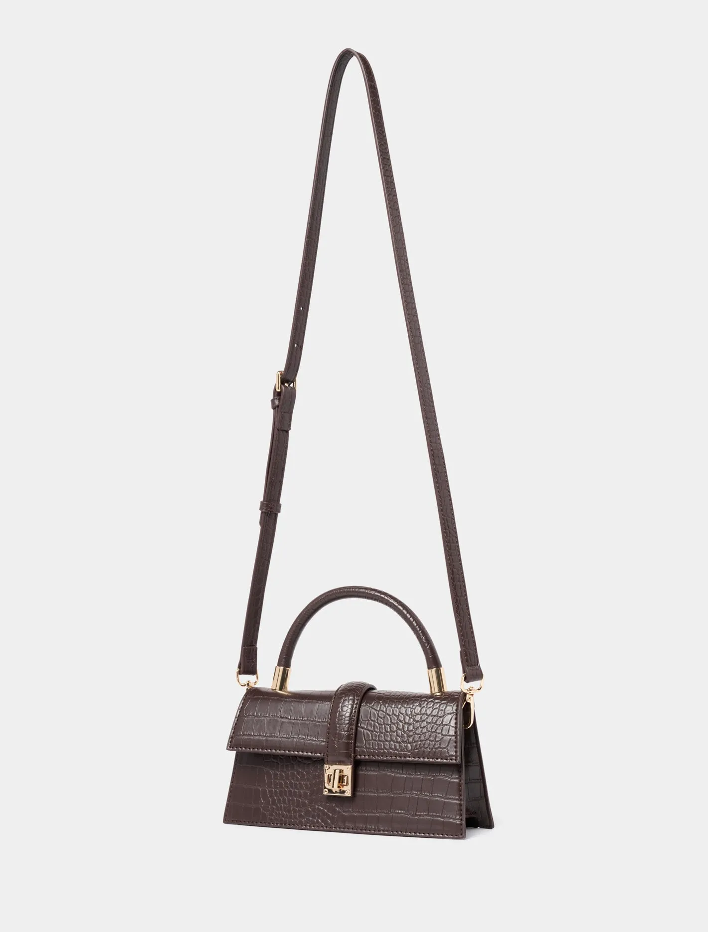 Violet Lock Detail Top Handle Bag