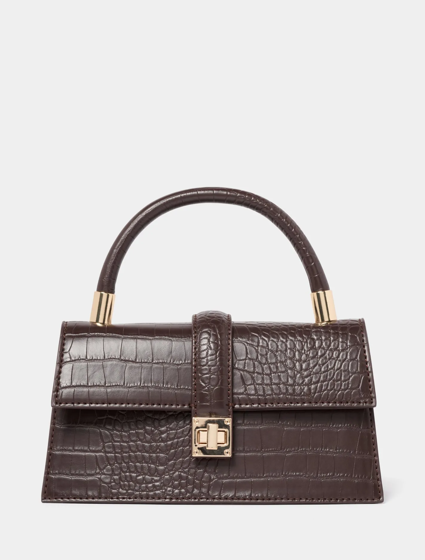 Violet Lock Detail Top Handle Bag