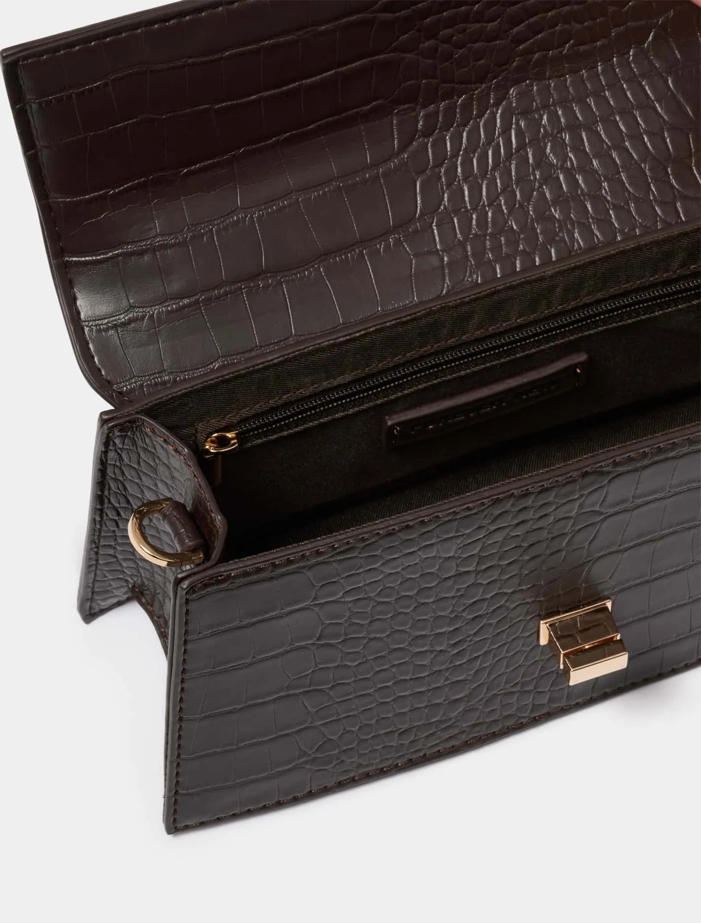 Violet Lock Detail Top Handle Bag