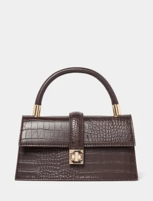 Violet Lock Detail Top Handle Bag