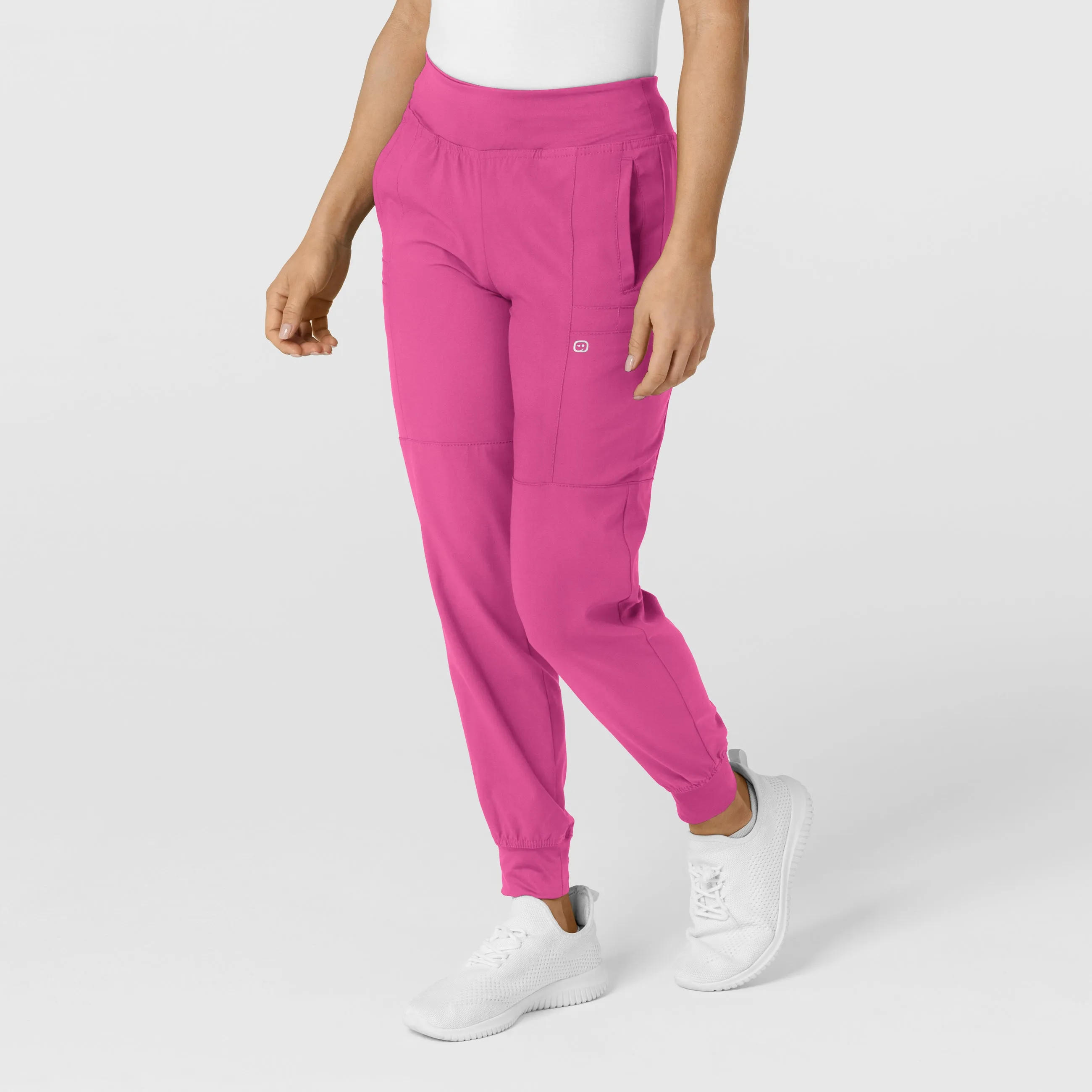 W123 5555 Comfort Waist Cargo Jogger Scrub Pants Hot Pink