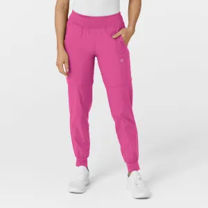 W123 5555 Comfort Waist Cargo Jogger Scrub Pants Hot Pink