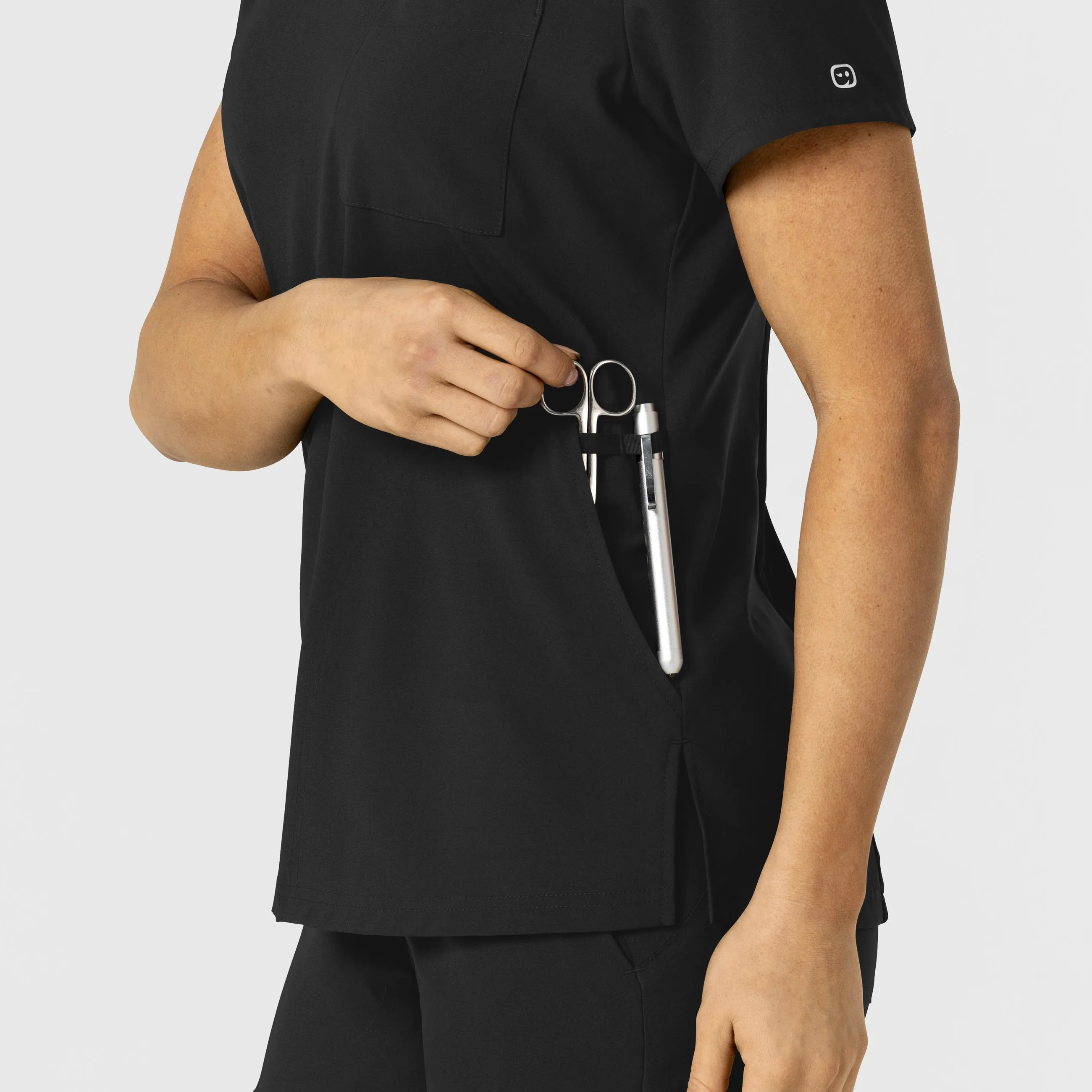 W123 6045 Flex-n-Reach V-Neck Scrub Top Black