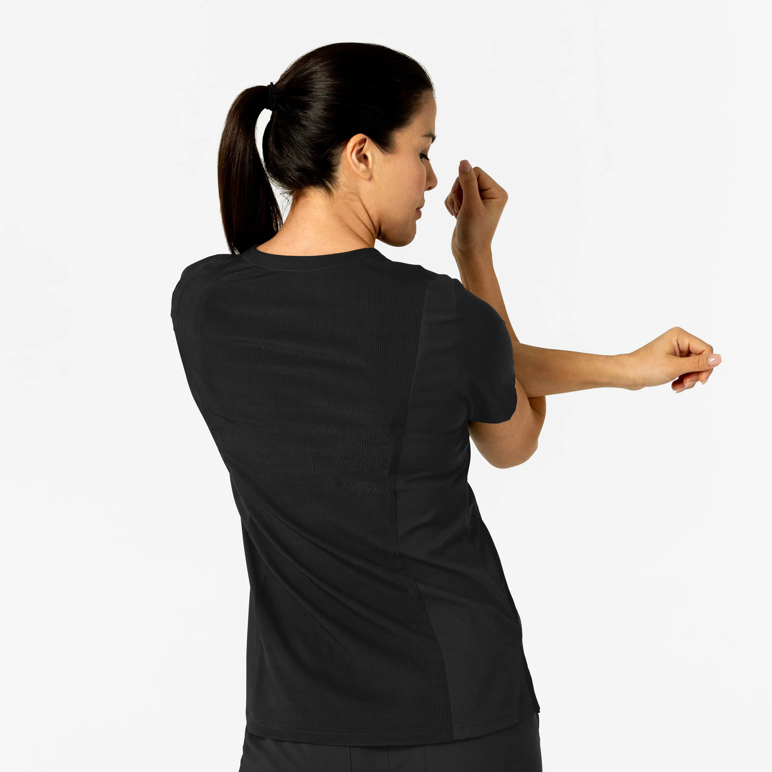 W123 6045 Flex-n-Reach V-Neck Scrub Top Black