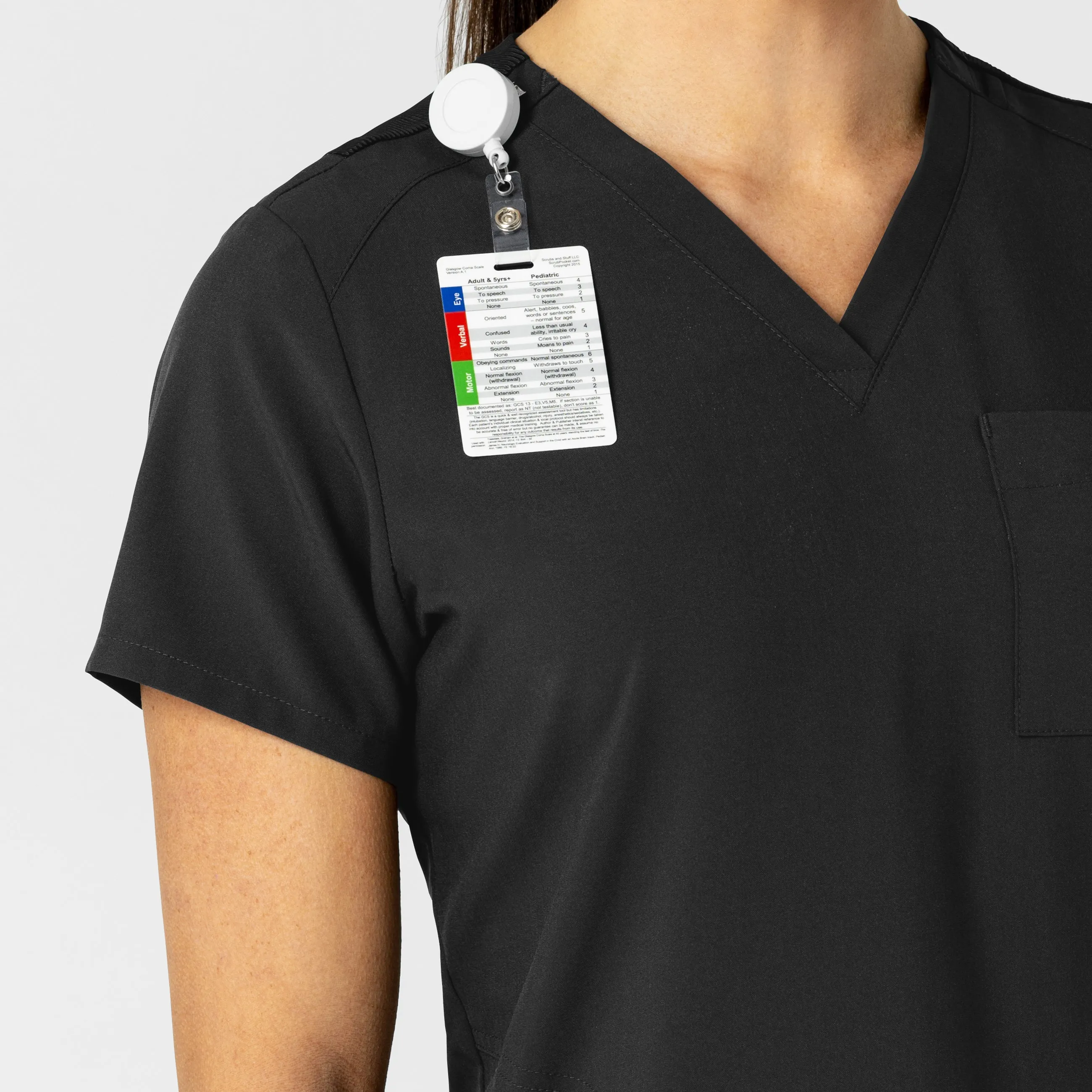 W123 6045 Flex-n-Reach V-Neck Scrub Top Black