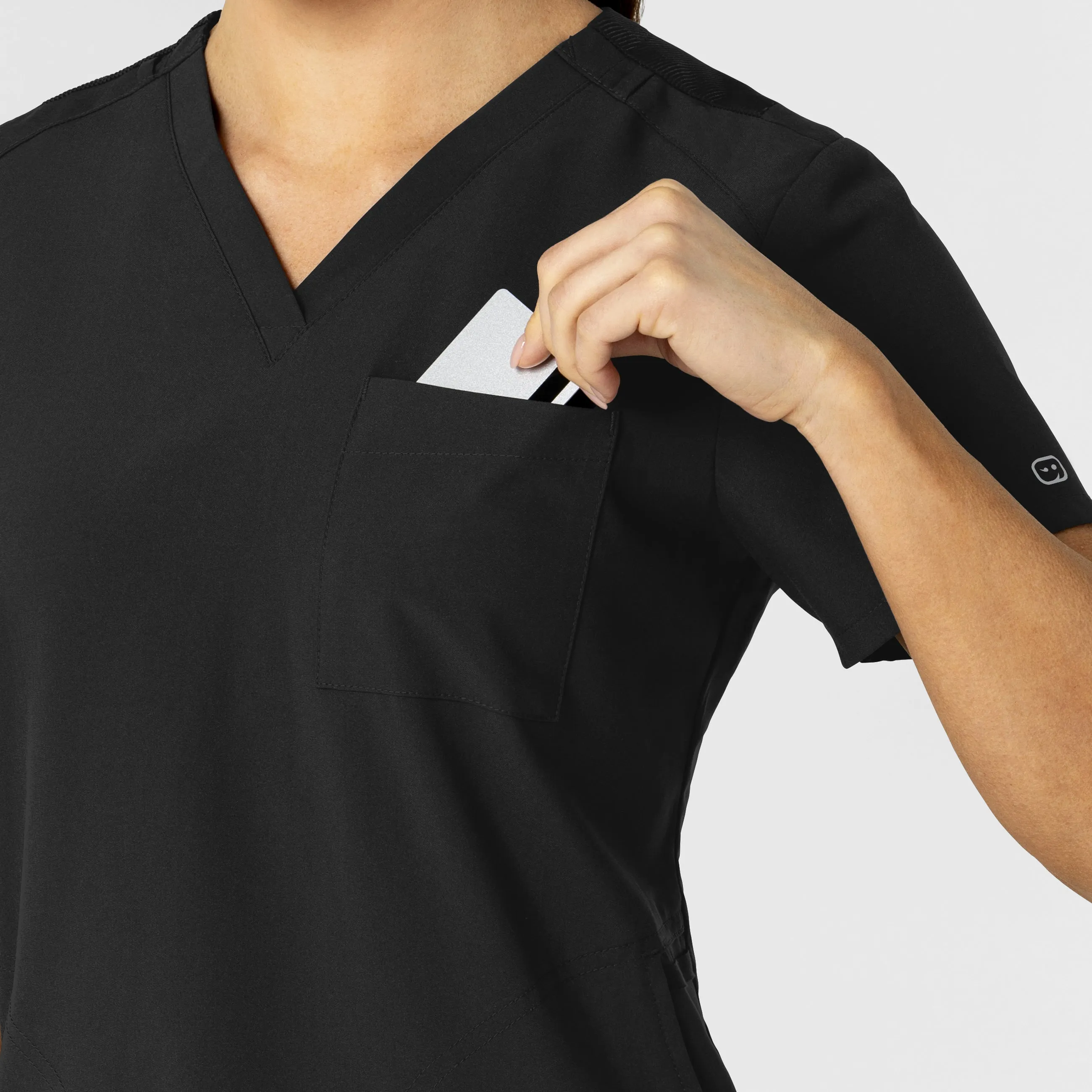 W123 6045 Flex-n-Reach V-Neck Scrub Top Black