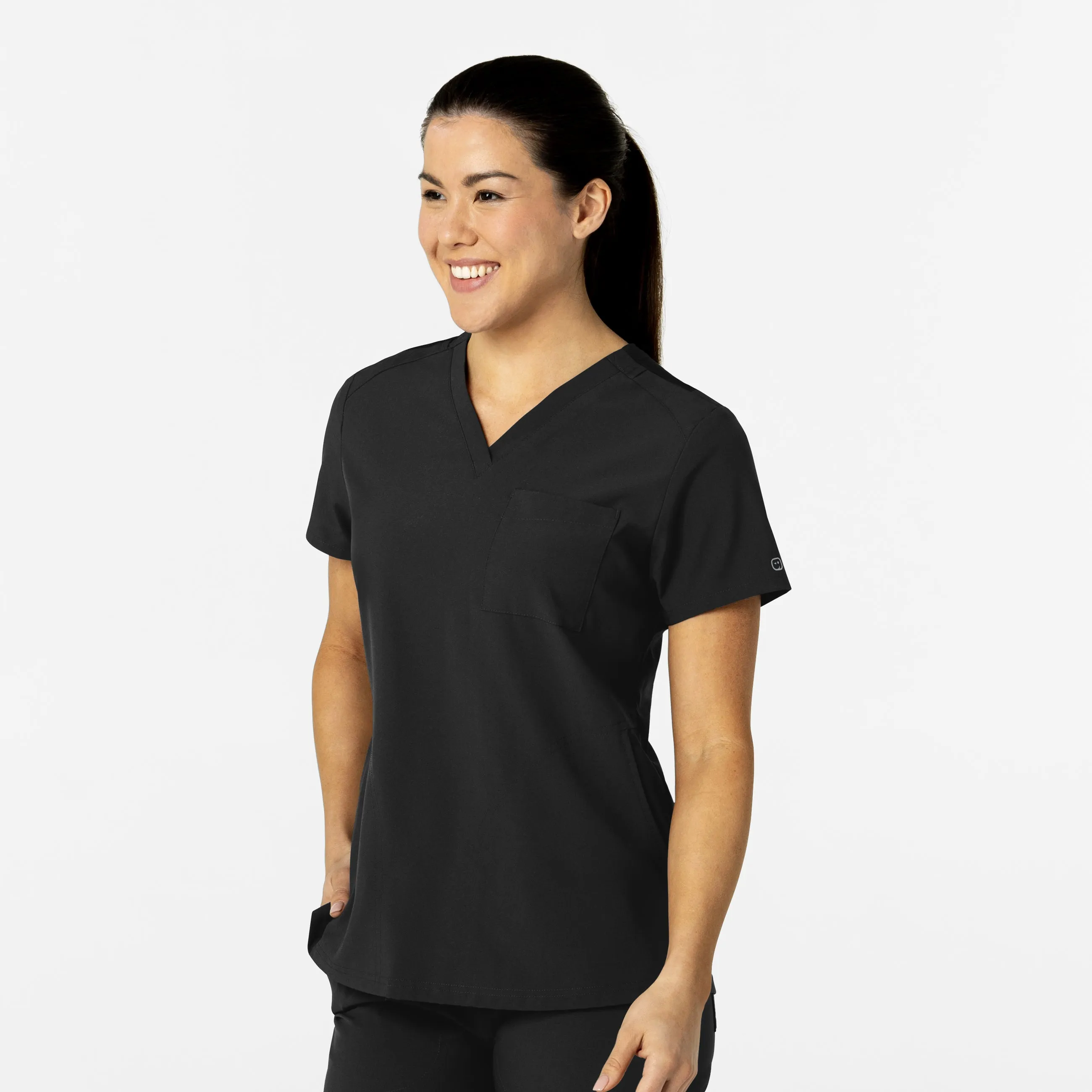 W123 6045 Flex-n-Reach V-Neck Scrub Top Black