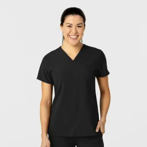 W123 6045 Flex-n-Reach V-Neck Scrub Top Black