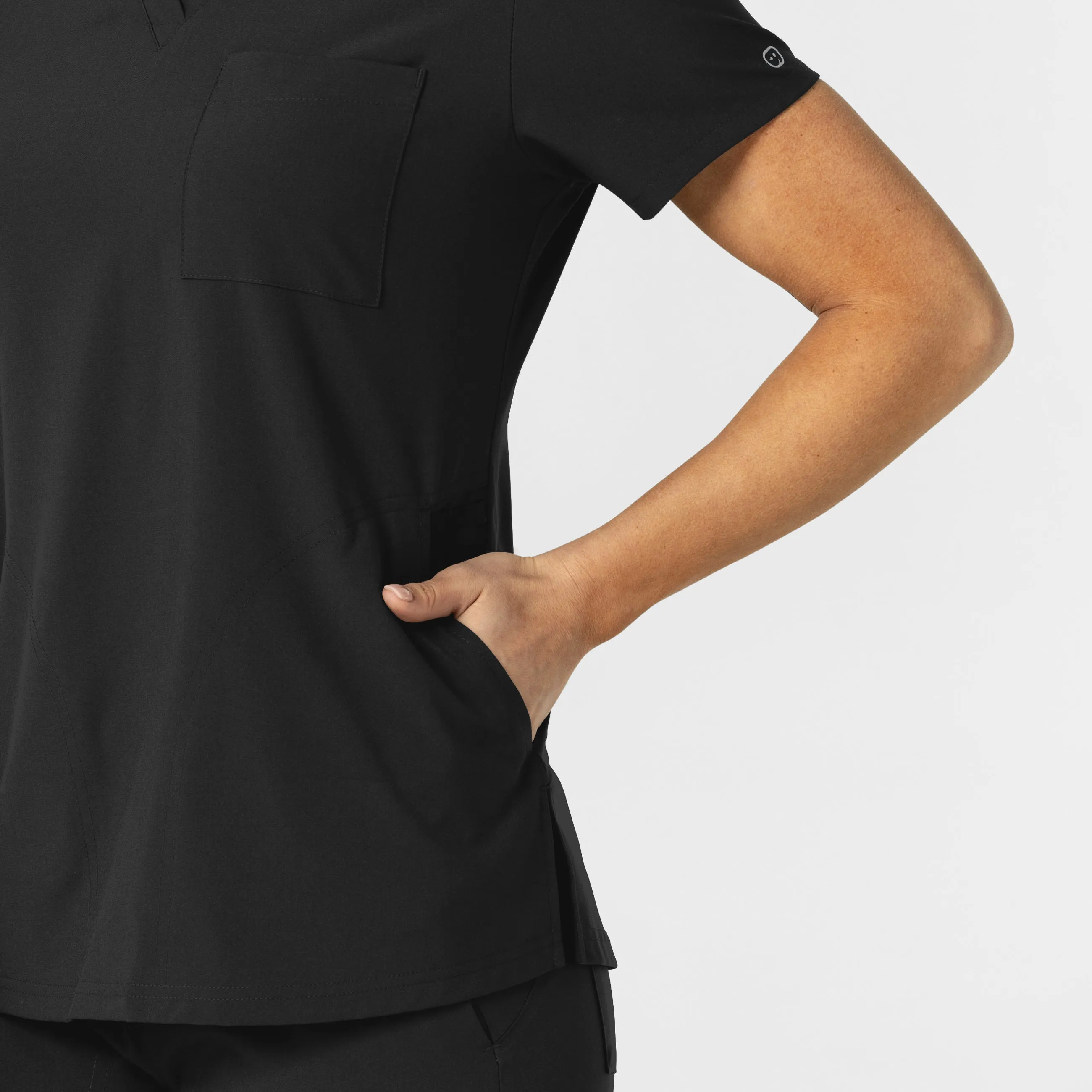 W123 6045 Flex-n-Reach V-Neck Scrub Top Black