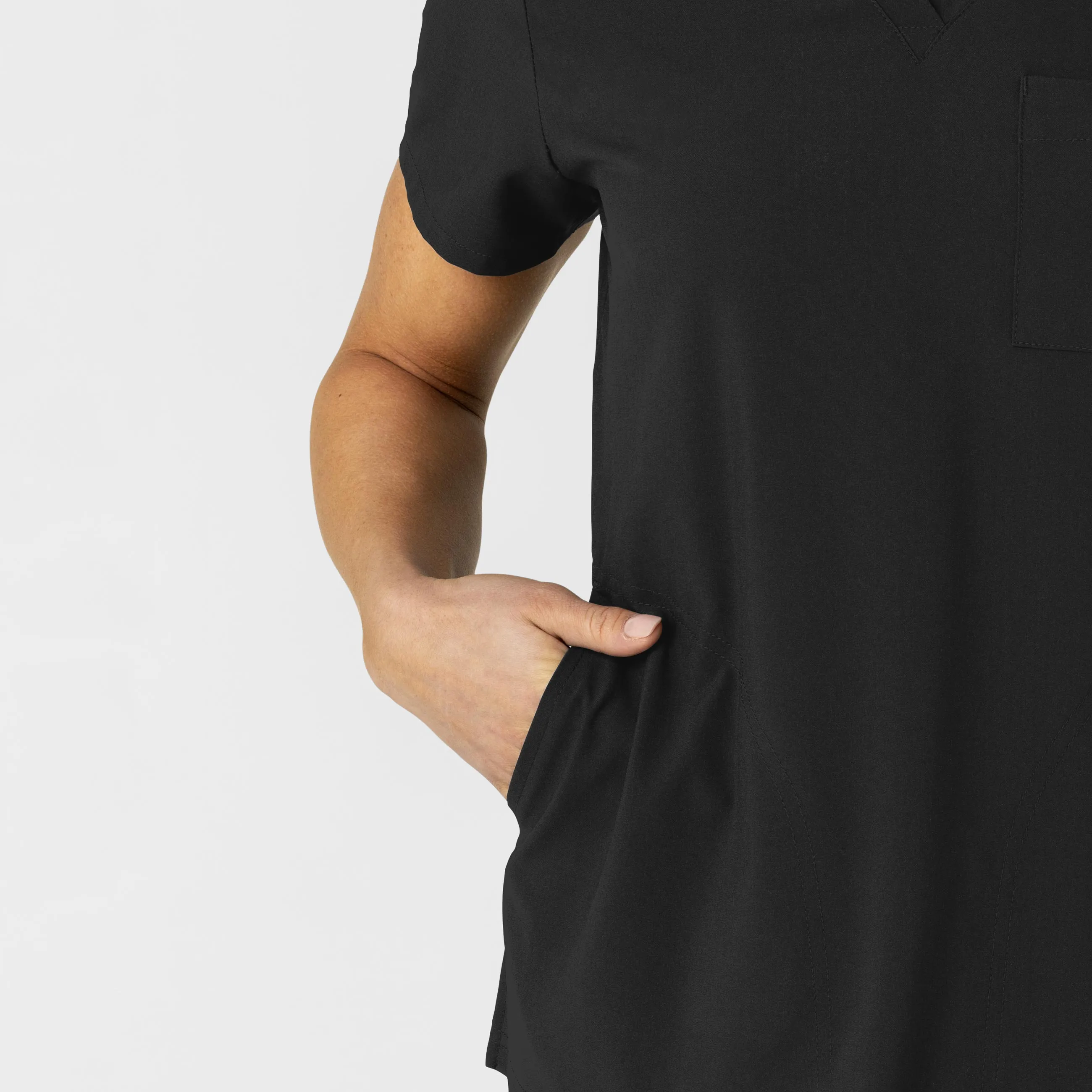 W123 6045 Flex-n-Reach V-Neck Scrub Top Black