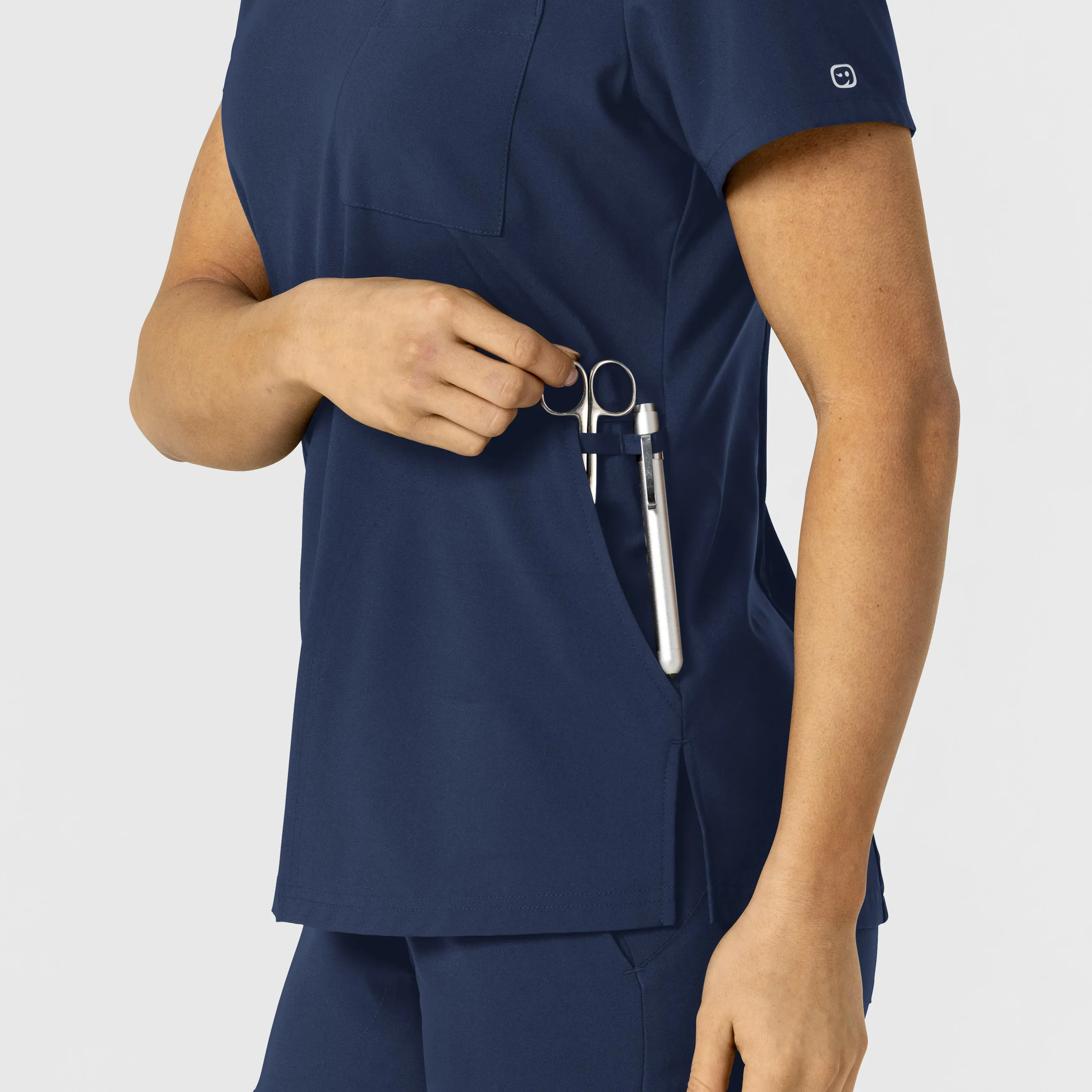 W123 6045 Flex-n-Reach V-Neck Scrub Top Navy