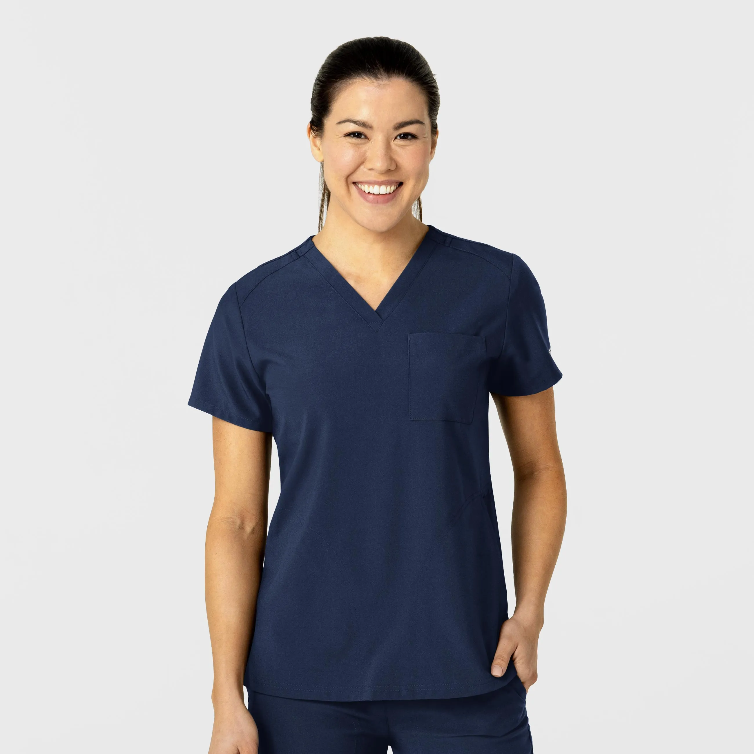 W123 6045 Flex-n-Reach V-Neck Scrub Top Navy