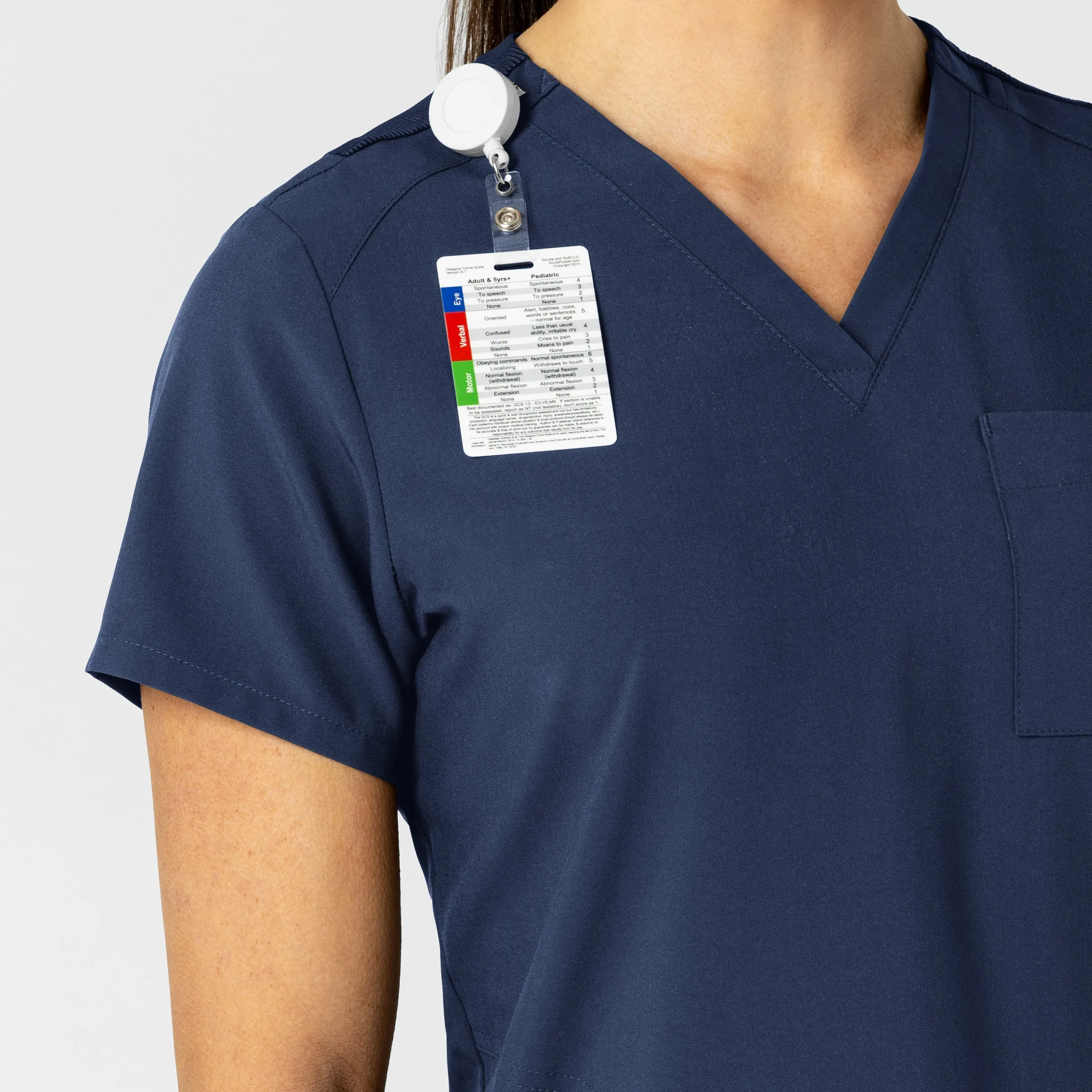 W123 6045 Flex-n-Reach V-Neck Scrub Top Navy