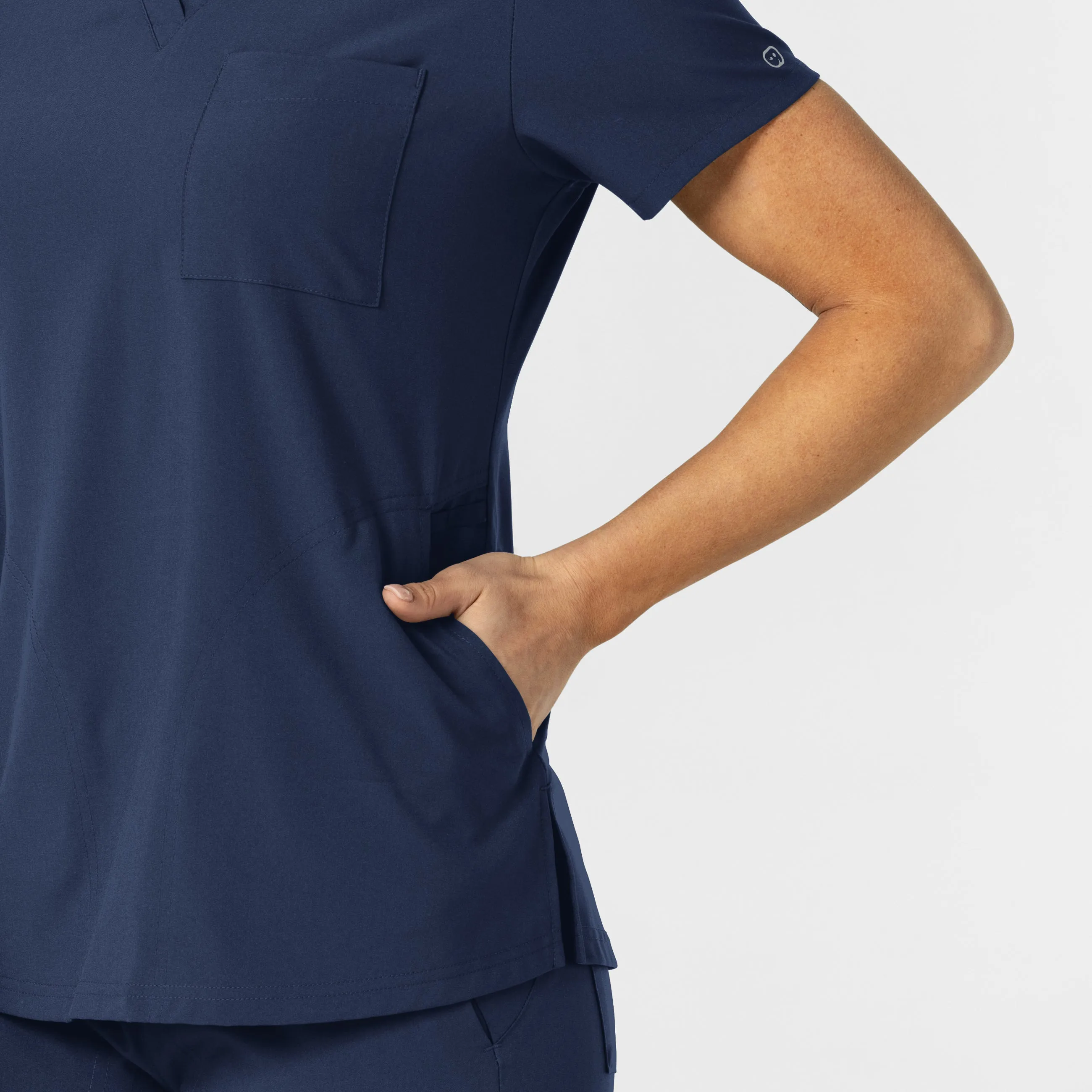 W123 6045 Flex-n-Reach V-Neck Scrub Top Navy