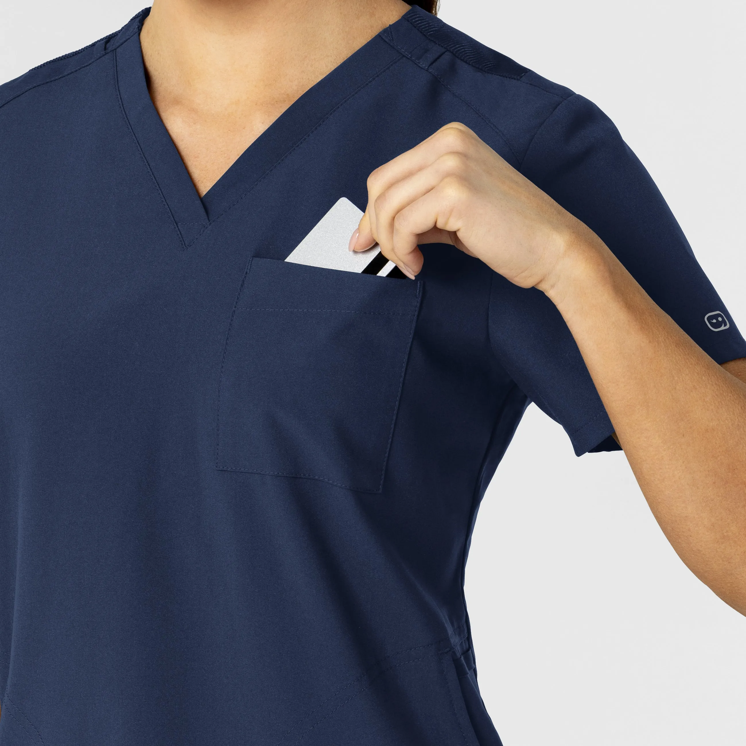 W123 6045 Flex-n-Reach V-Neck Scrub Top Navy