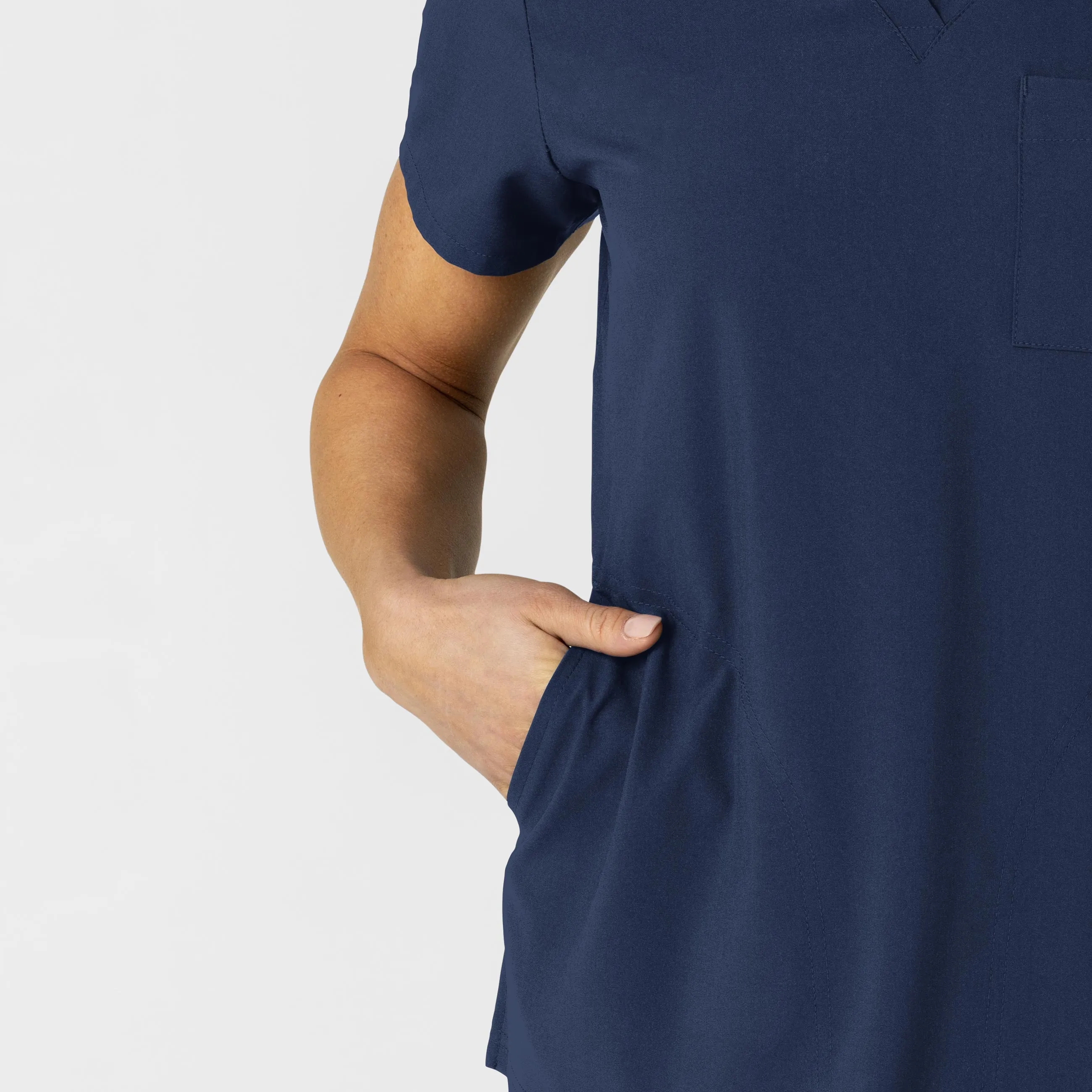 W123 6045 Flex-n-Reach V-Neck Scrub Top Navy