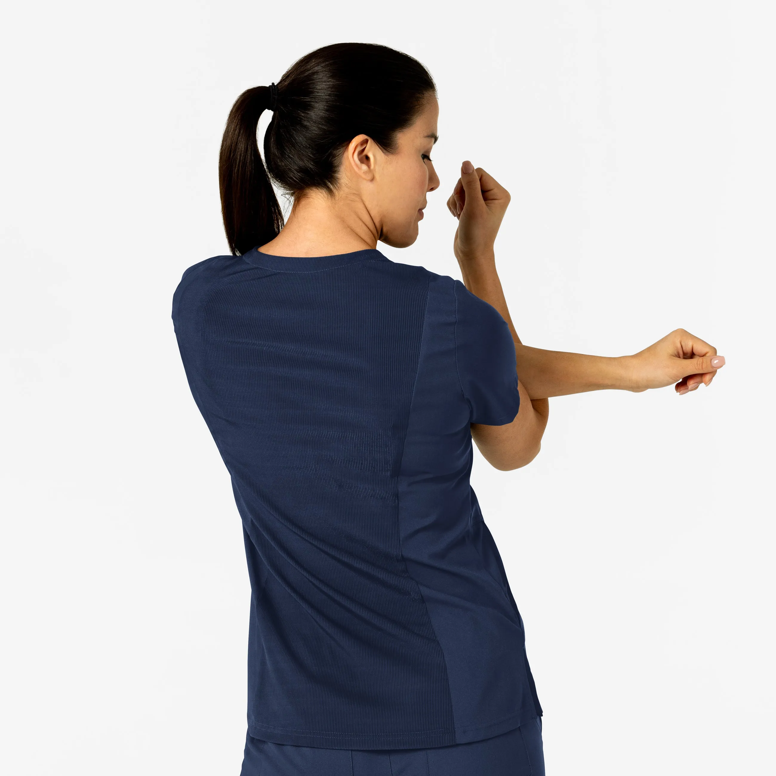 W123 6045 Flex-n-Reach V-Neck Scrub Top Navy