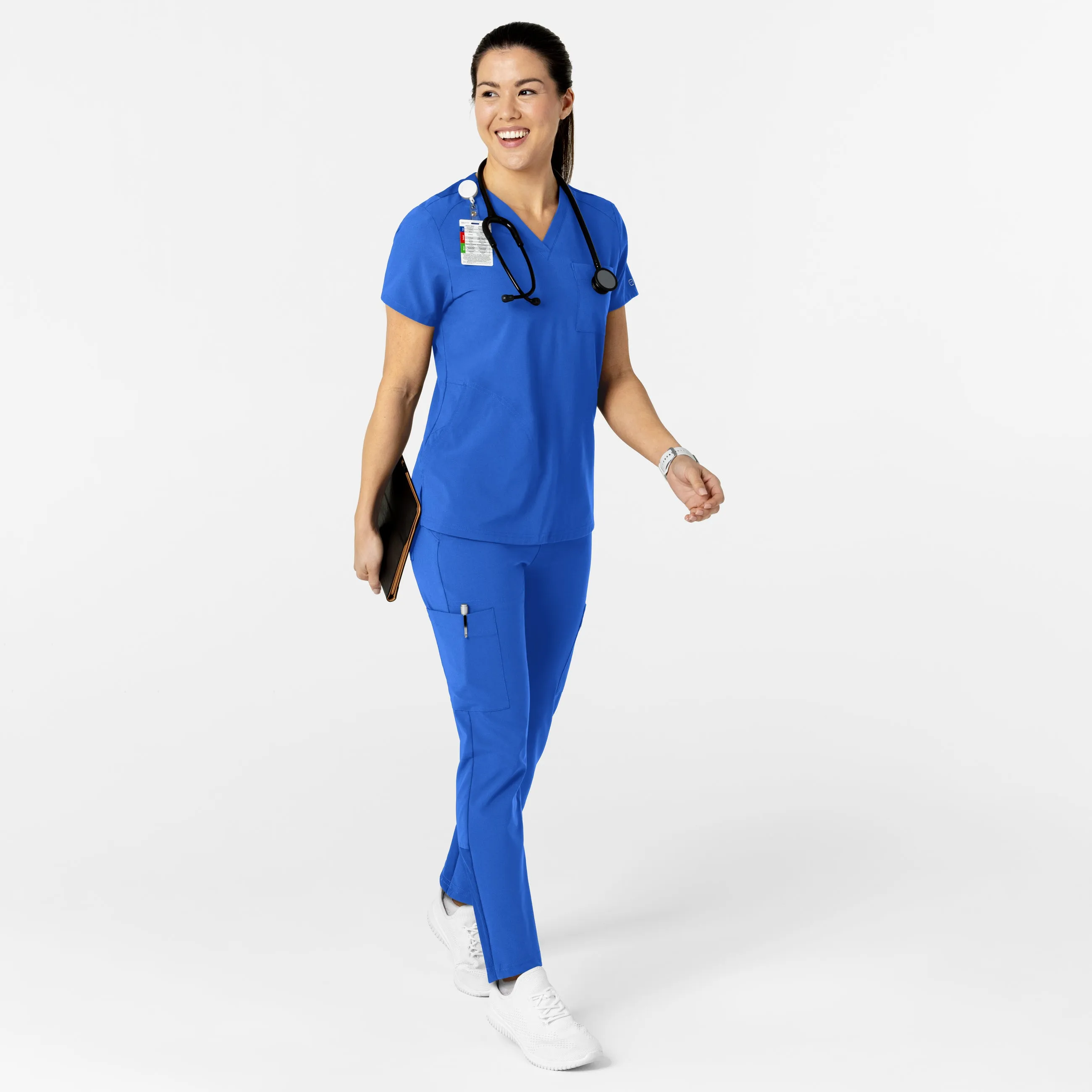 W123 6045 Flex-n-Reach V-Neck Scrub Top Royal