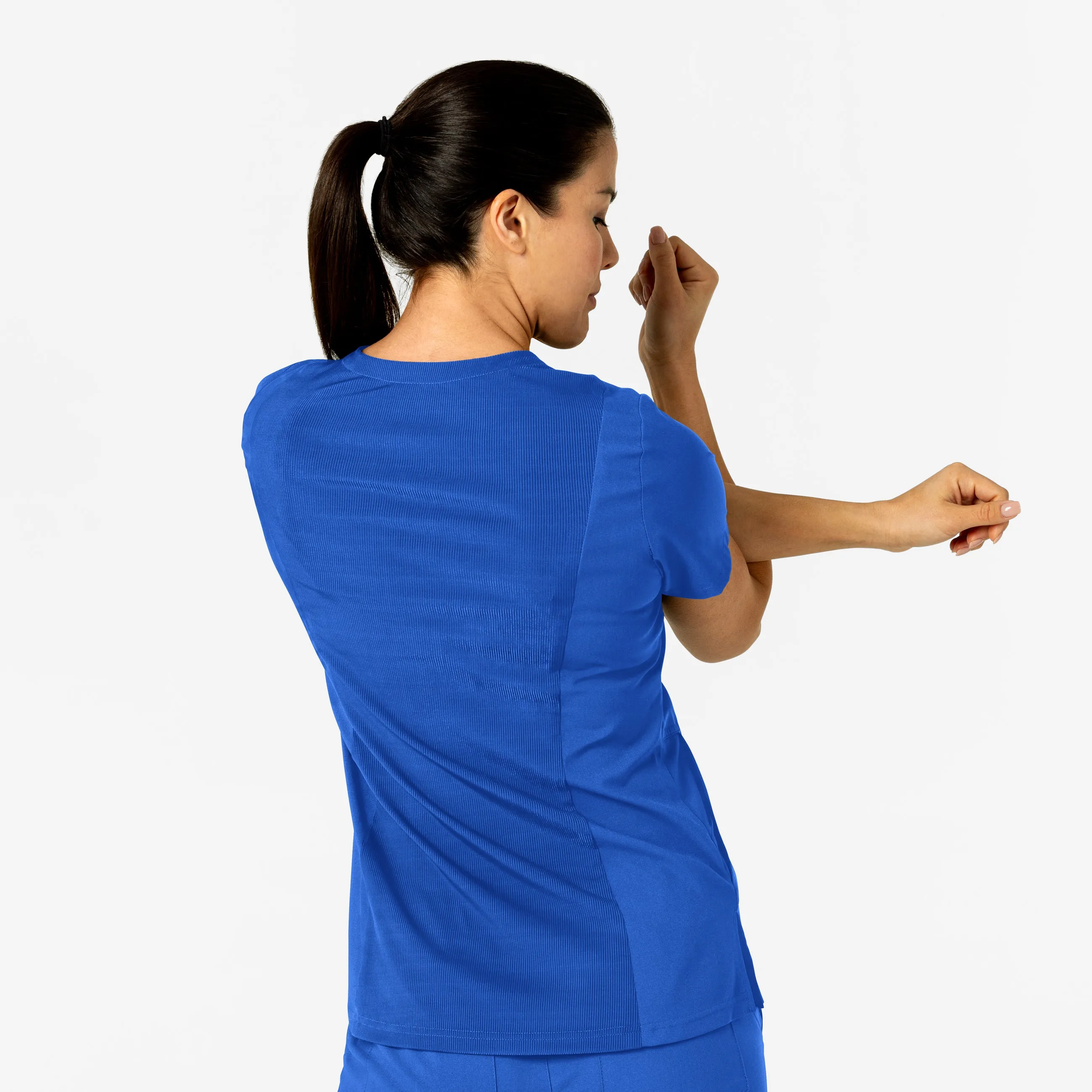 W123 6045 Flex-n-Reach V-Neck Scrub Top Royal