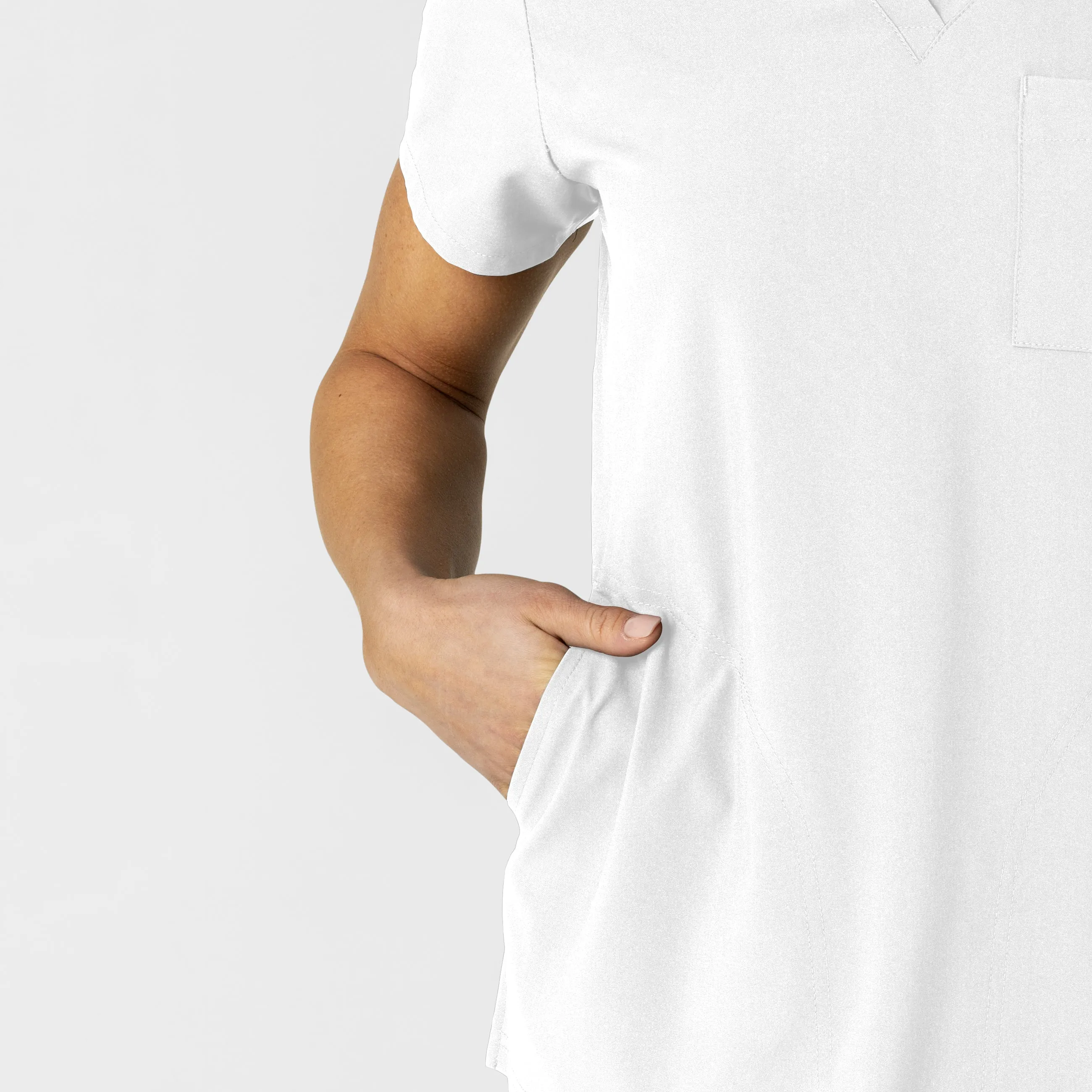 W123 6045 Flex-n-Reach V-Neck Scrub Top White