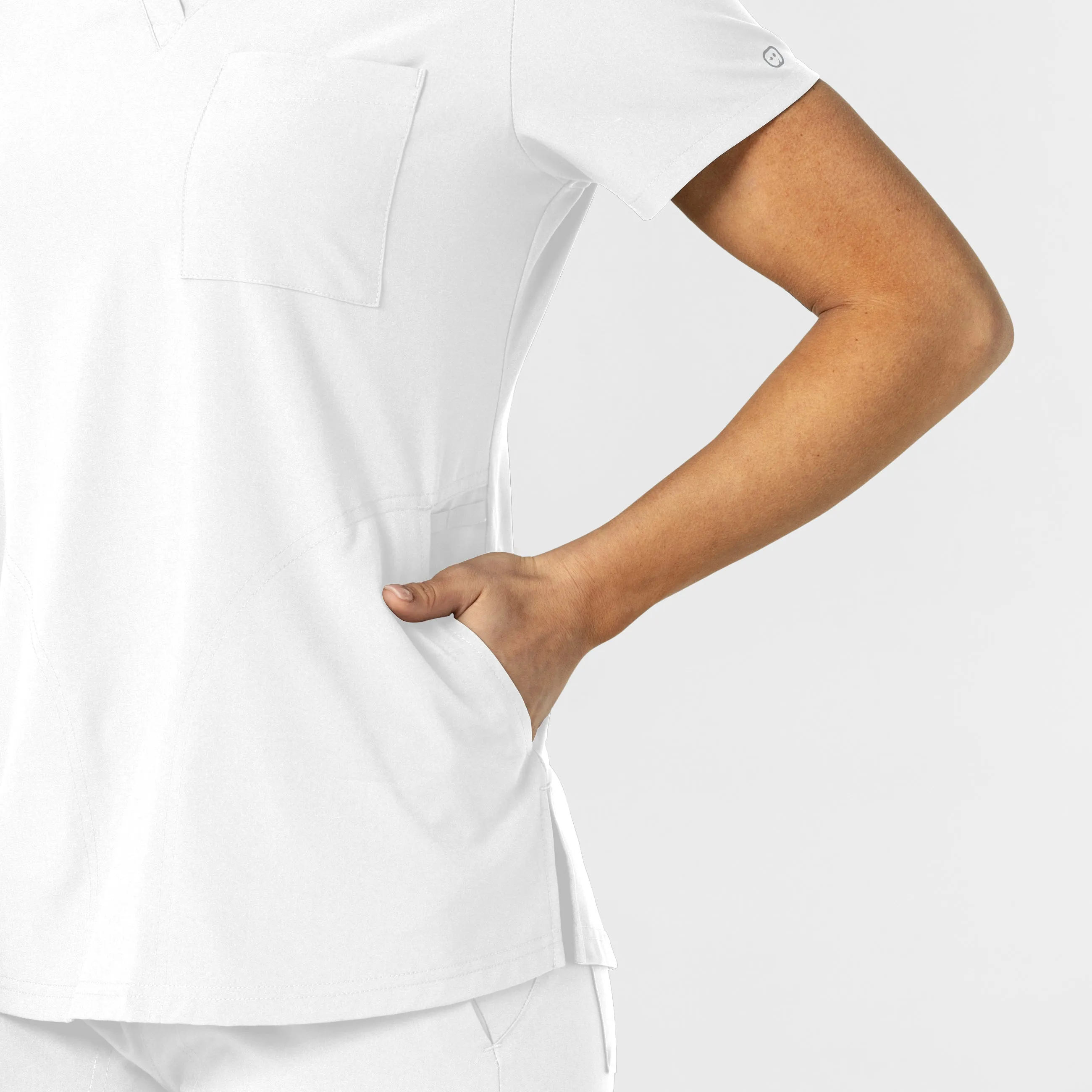 W123 6045 Flex-n-Reach V-Neck Scrub Top White