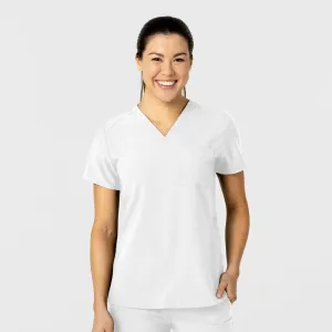W123 6045 Flex-n-Reach V-Neck Scrub Top White