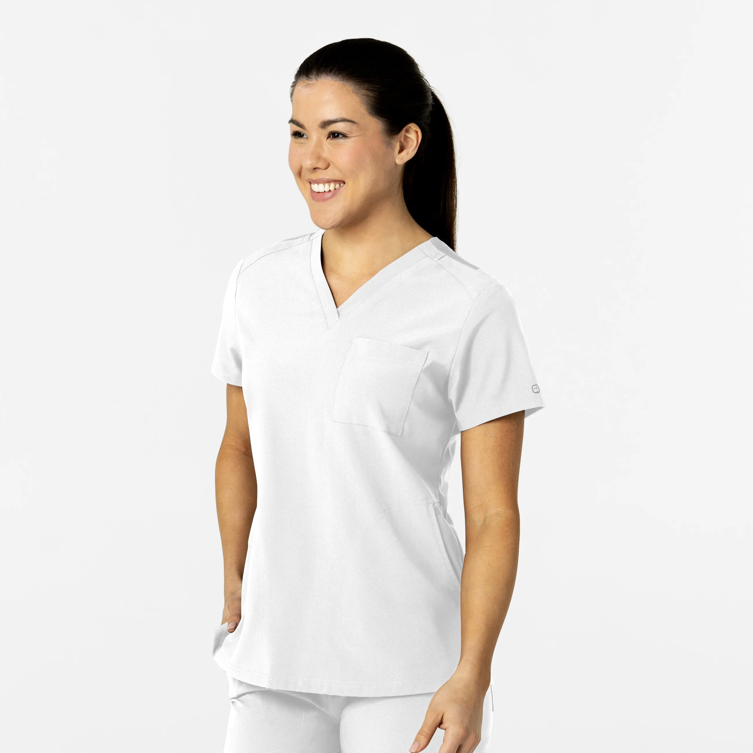 W123 6045 Flex-n-Reach V-Neck Scrub Top White