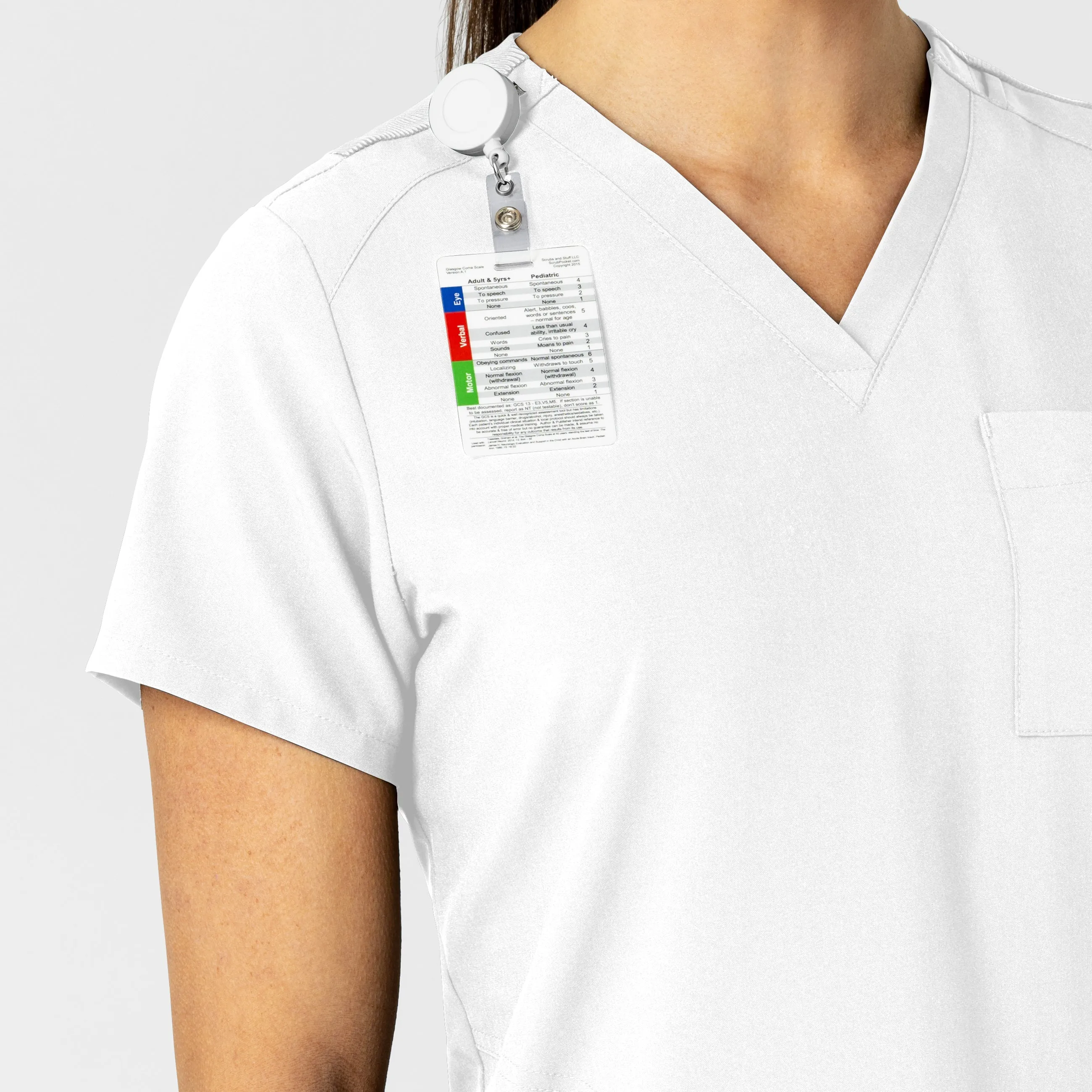 W123 6045 Flex-n-Reach V-Neck Scrub Top White
