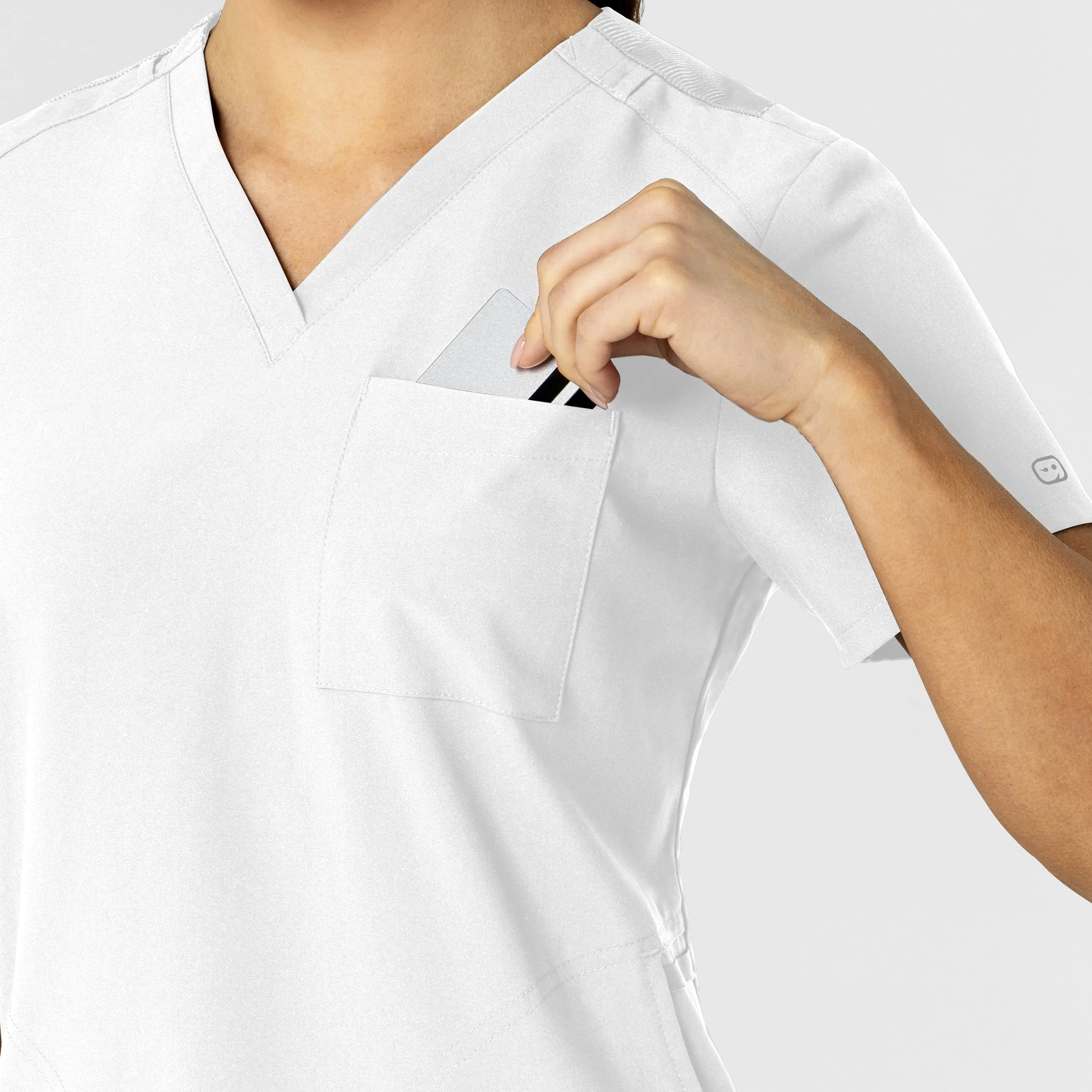 W123 6045 Flex-n-Reach V-Neck Scrub Top White