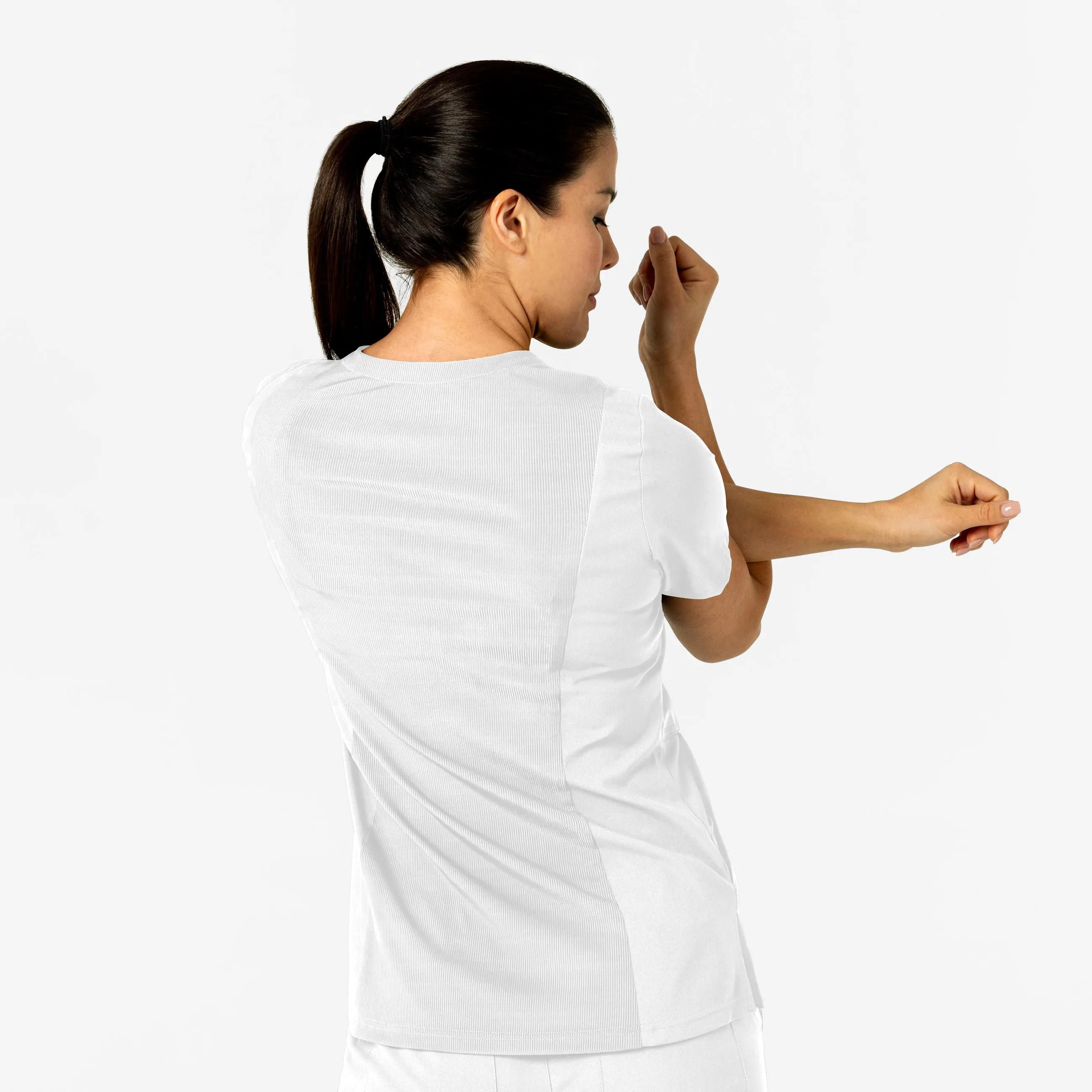 W123 6045 Flex-n-Reach V-Neck Scrub Top White
