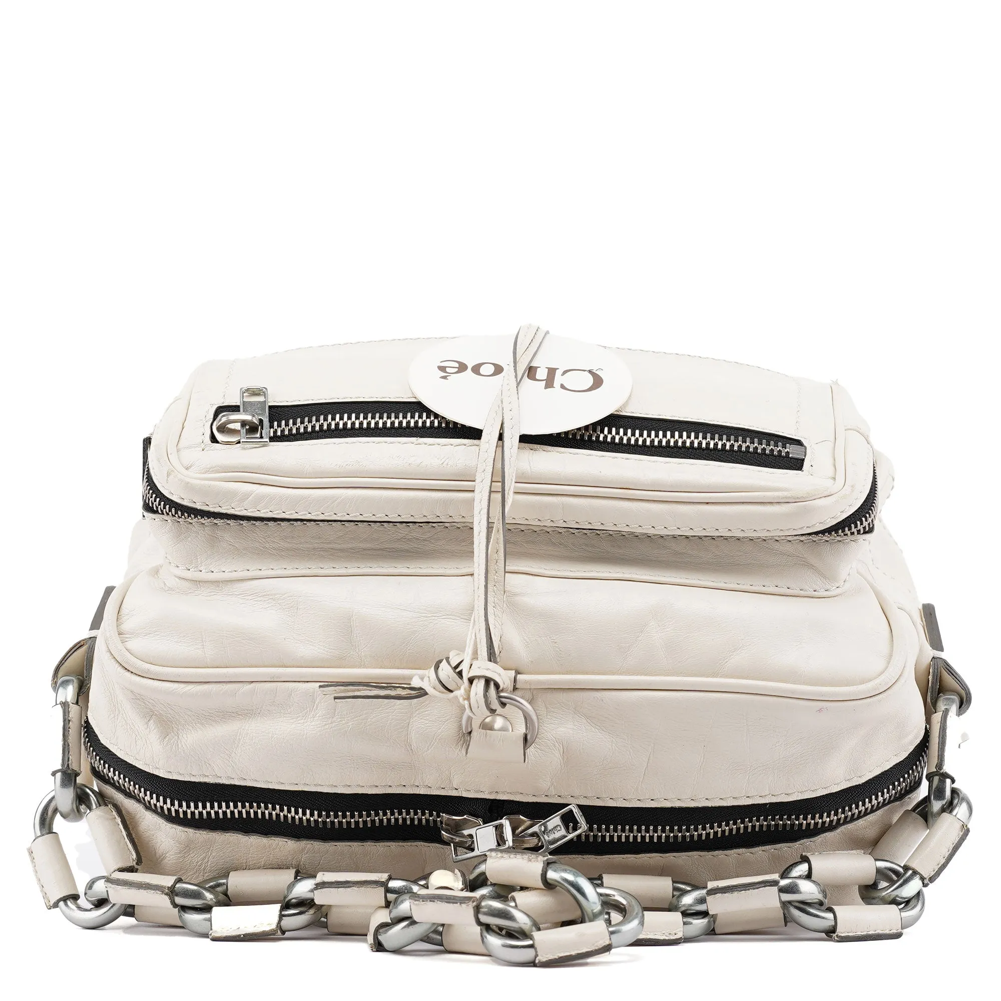 White Leather Betty Chain Shoulder Bag